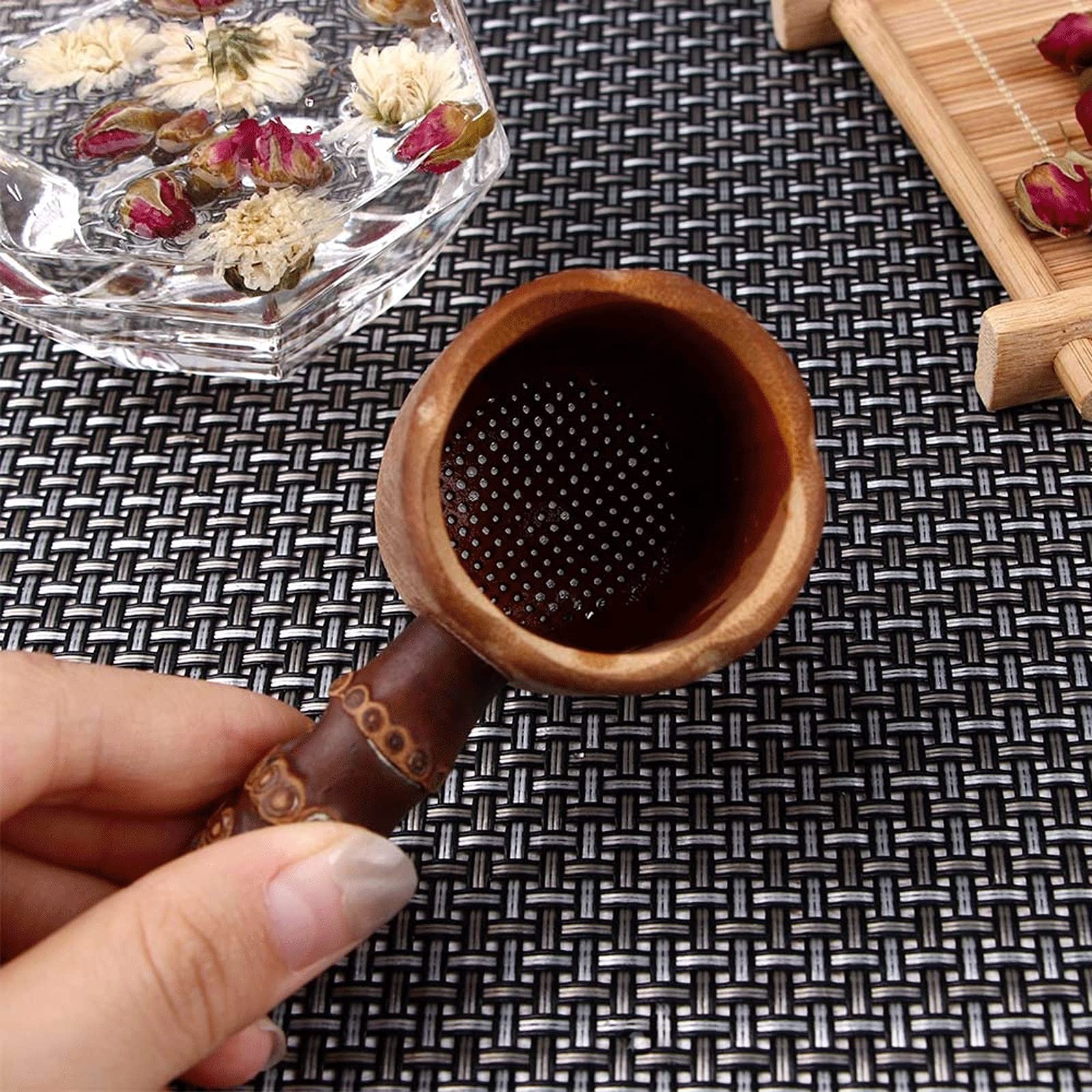 Colador de té de bambú, filtro infusor de té, herramientas de té, tamiz para preparar té, accesorios de bebida, accesorios de colador