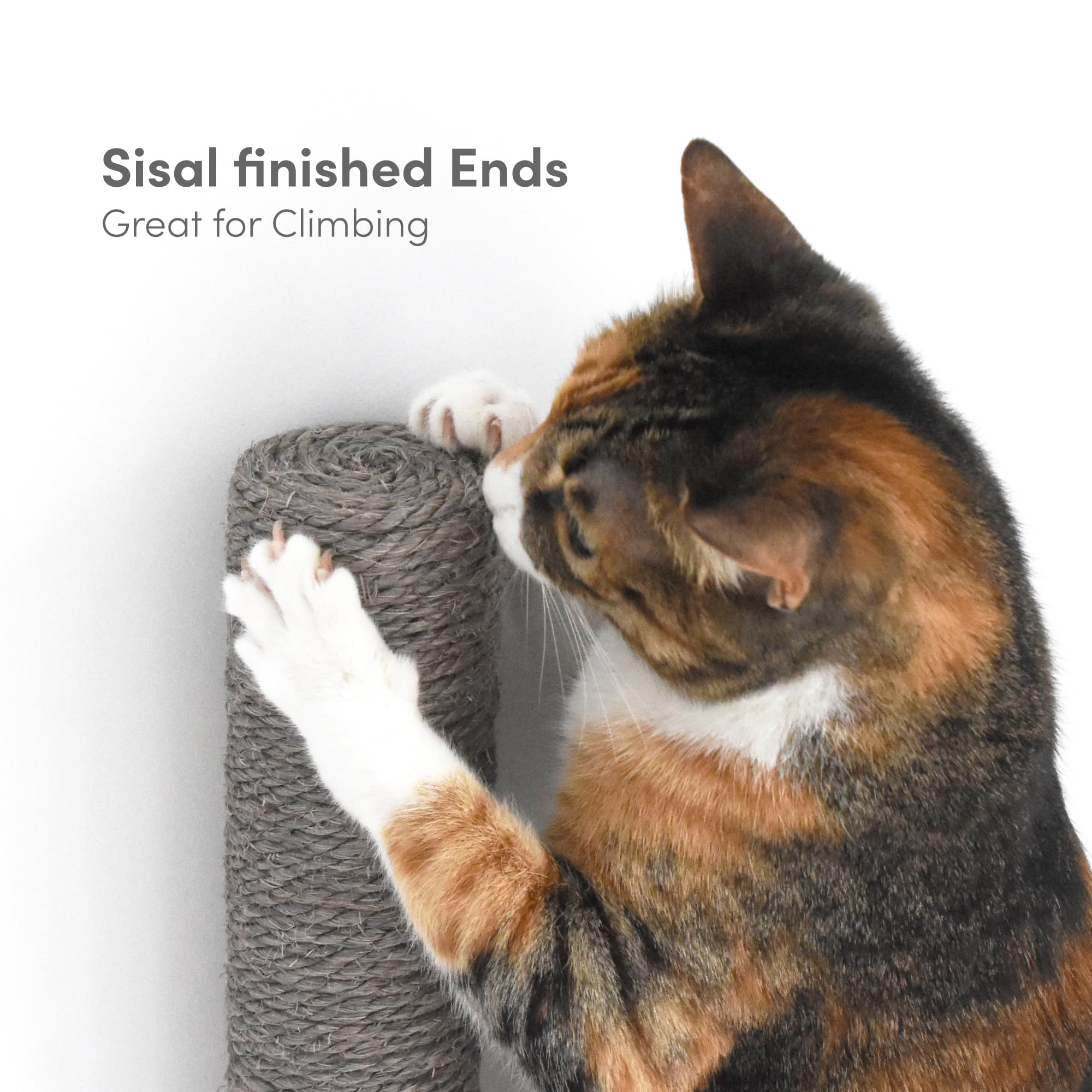 xympo Rascador para gatos montado en la pared de 34 pulgadas, poste rascador de sisal, color gris