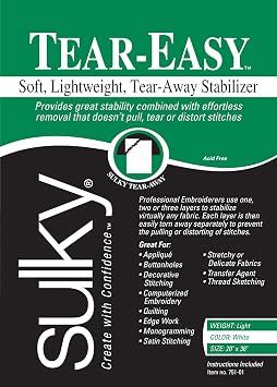 Sulky Of America Tear Easy Tear-Away Stablizer, 20" by 1 yd, White 751-01