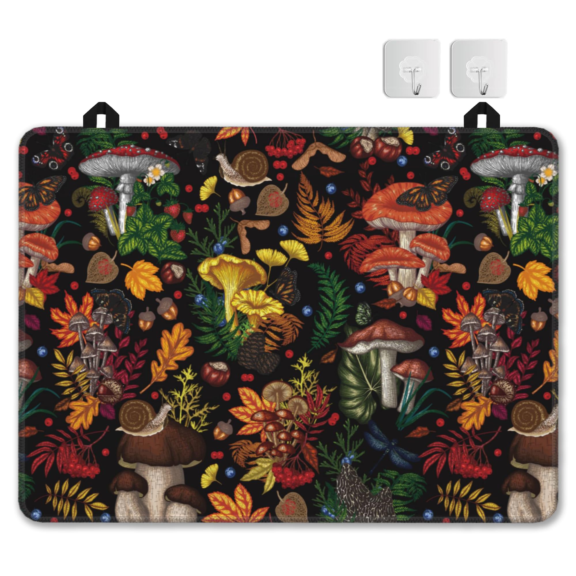 Stove Top Cover for Electric Stove,Mushroom Fern Forest Plants Thick Natural Rubber Glass Top Protector, Prevents Scratching, Expands Usable Space 28x20