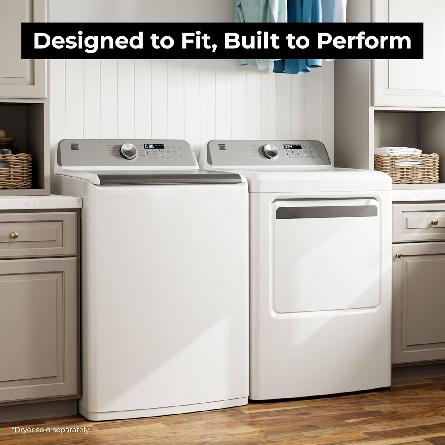 Kenmore 4.4 cu. ft. Top Load Washer with Triple Action Agitator for Tough Dirt & Stains-Reduce Laundry Time with Accela and Express Wash-LED, White image 7 of 9 B0DFF4K5MJ