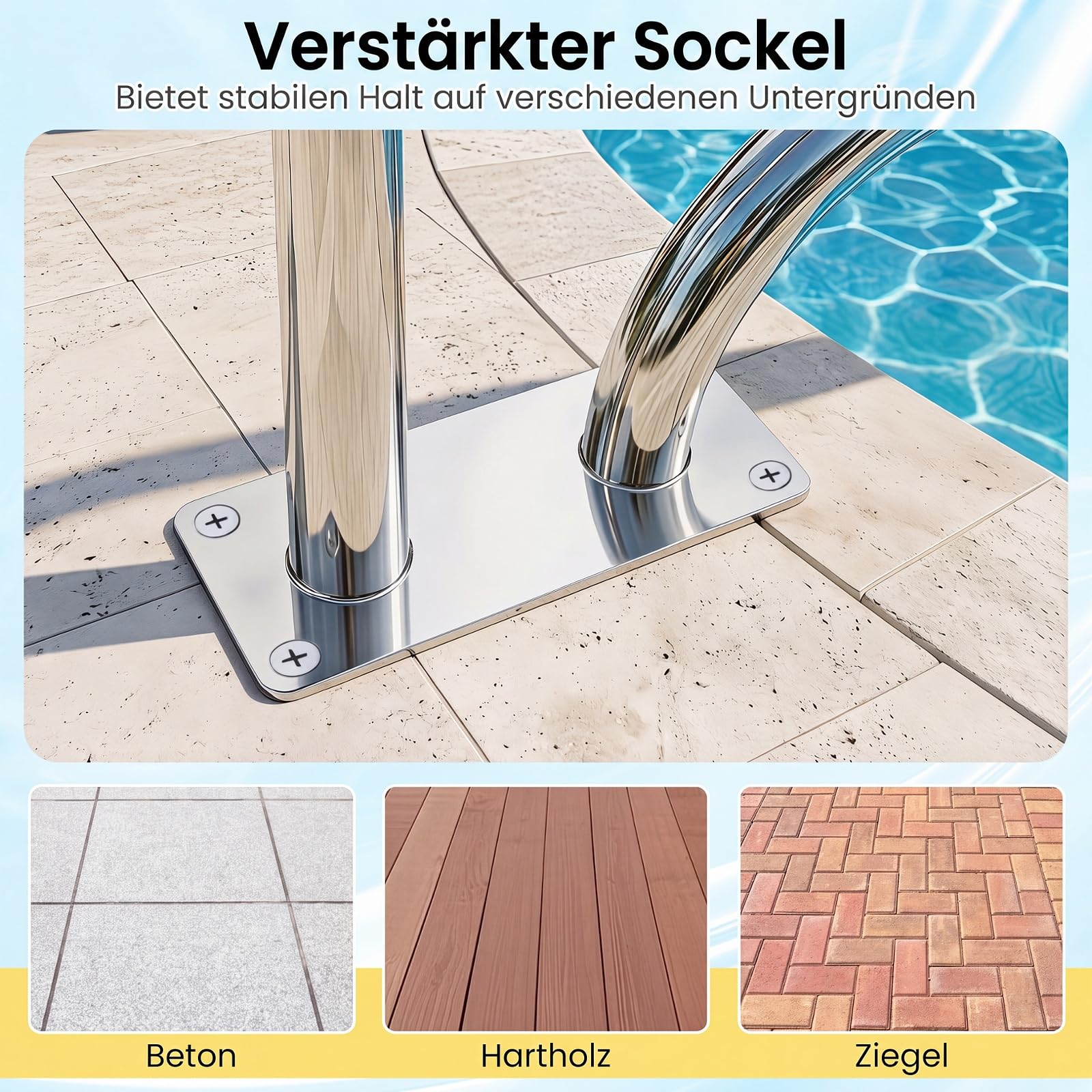 COSTWAY Pool Handlauf, Einstiegshilfe 304 Edelstahl, Schwimmbad Haltegriff, 250 kg Tragfähigkeit, Griffbogen für Schwimmbäder, Spa, Wasserpark, 82,5 x 57 cm