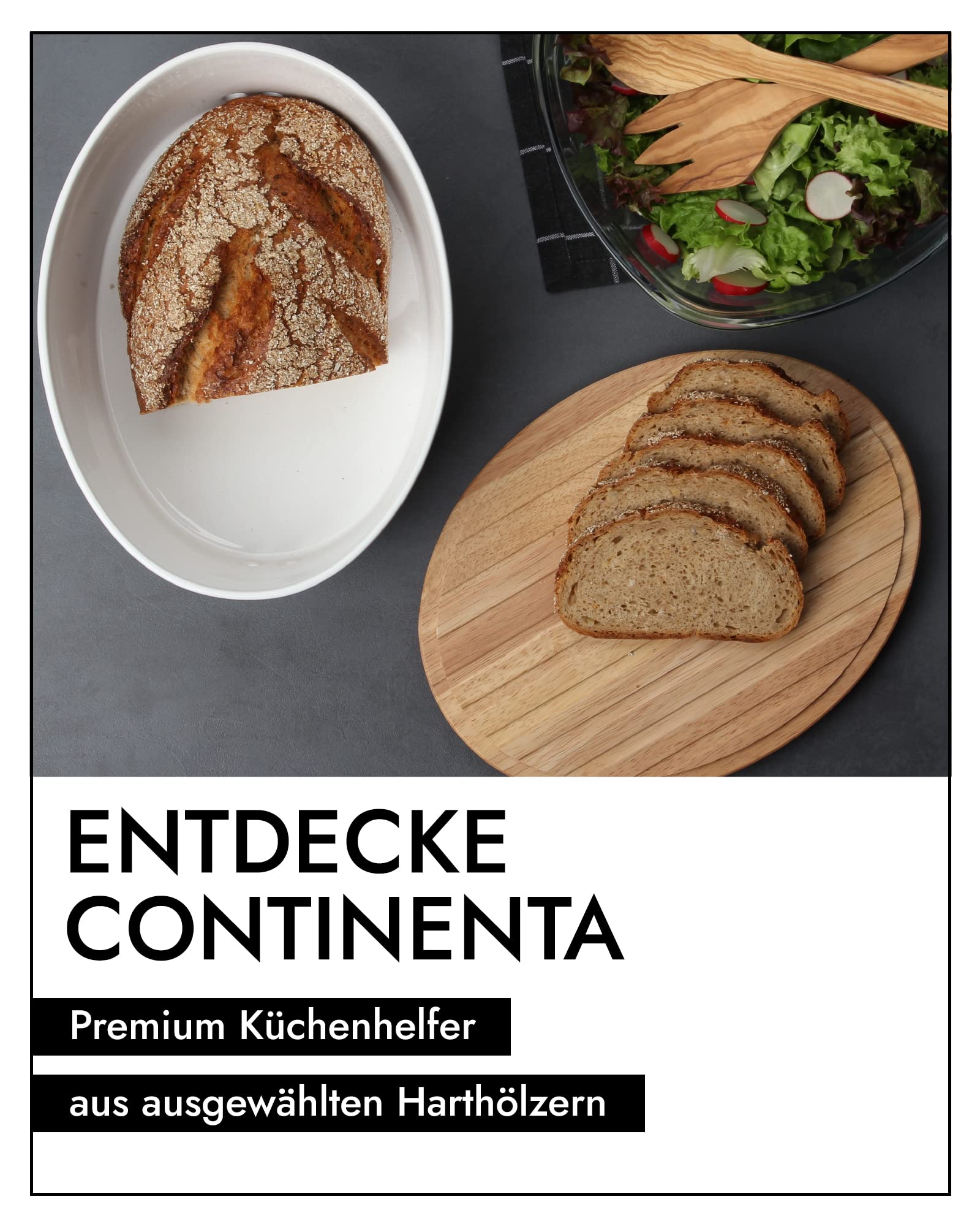 Continenta Brottopf Keramik | Mit Praktischen Luftlöchern Gegen Austrocknen & Schimmel | Handmade In Portugal | Schwarz (30x23xH13,5cm)