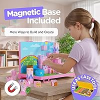 Vista 2 de Bloques de construcción magnéticos listos para regalar para niños, cubos magnéticos, juegos de construcción de juguetes de castillo de princesa