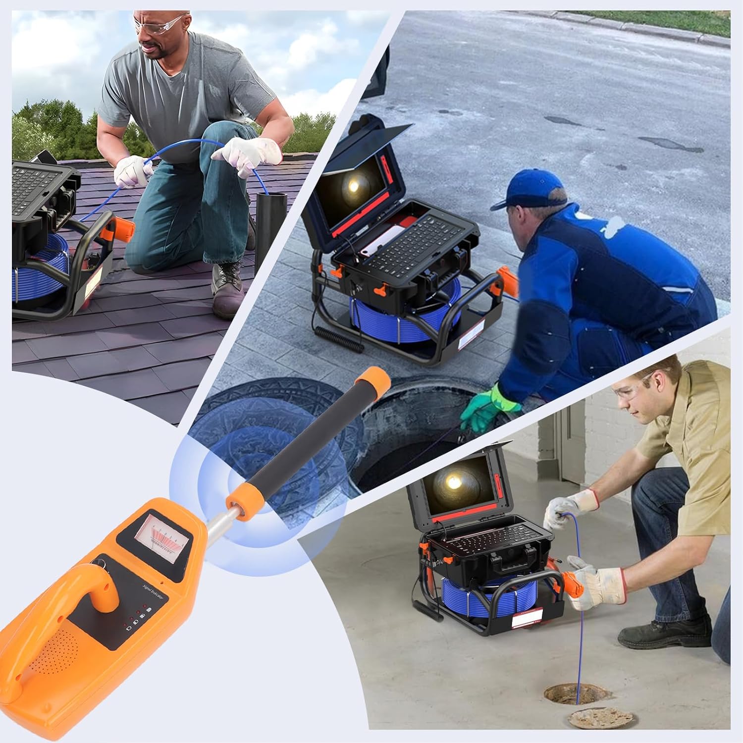 WALFRONT Pipe Locators Pipeline Blocking Clogging Finder 512HZ Cordless 2 Modes Accuracy Positioning Sewer Locator 7m Detection