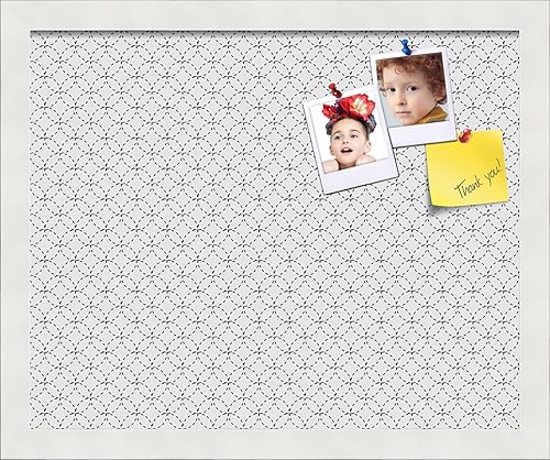 Miniatura 228 de PinPix Tablero de anuncios de corcho de 12 x 12 pulgadas. Este tablero decorativo enmarcado viene con diseño de círculos B W y un marco blanco