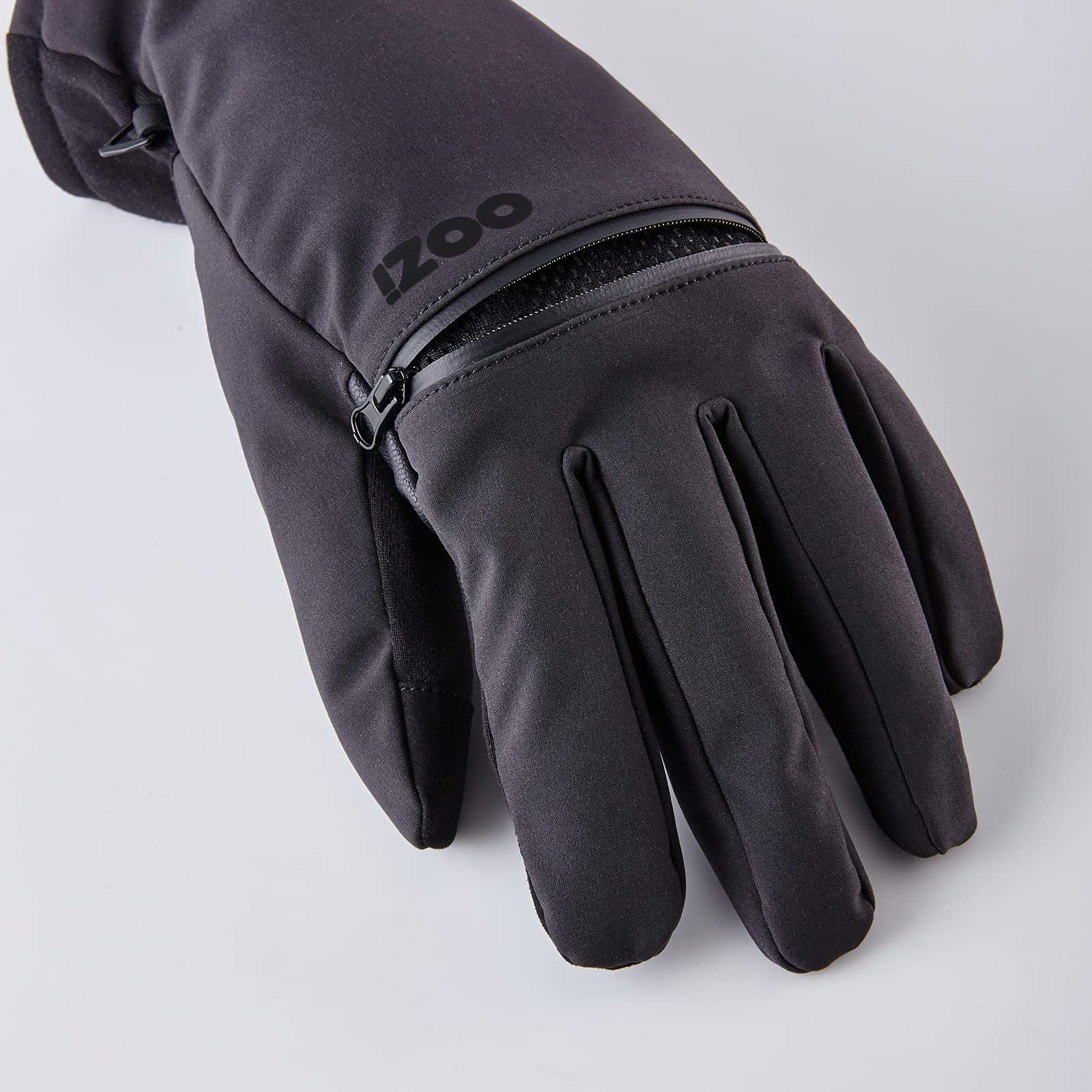OOZi Guantes de invierno para hombre y mujer, resistentes al viento, repelentes al agua, guantes cálidos con bolsillo con cremallera para clima frío
