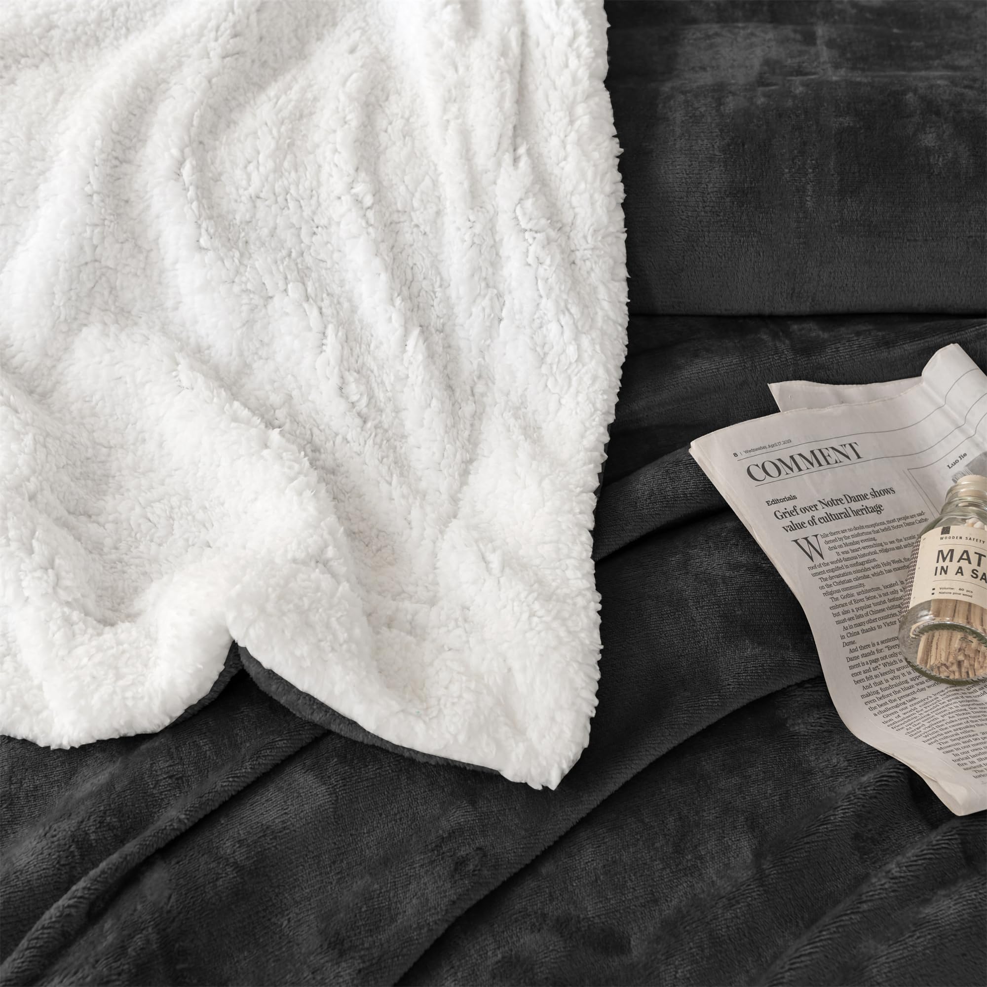 Good Nite Couverture Polaire Chaude Et Moelleuse Pour Canapés Et Adultes - Lavable En Machine (Noir, Pour Lit Double) - 150 X 200 Cm