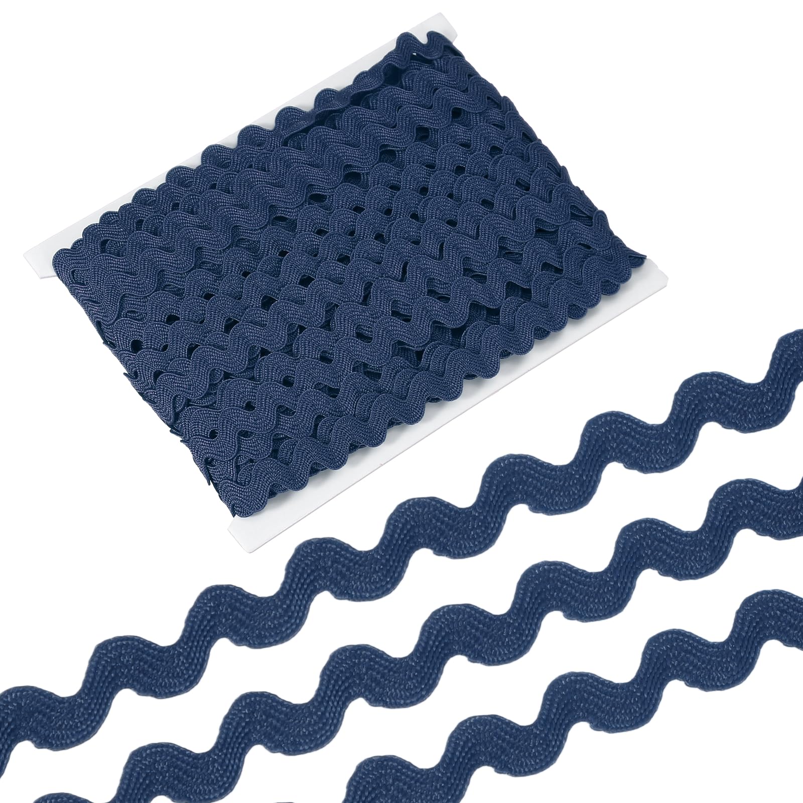 sourcing map 13 Yard Rick Rack Trim Ribbon, 5mm Wave Sewing Bending Fringe Trim Wave Ribbon Trim for Sewing DIY Clothes Wrapping Wedding Party Decoration, Dark Blue