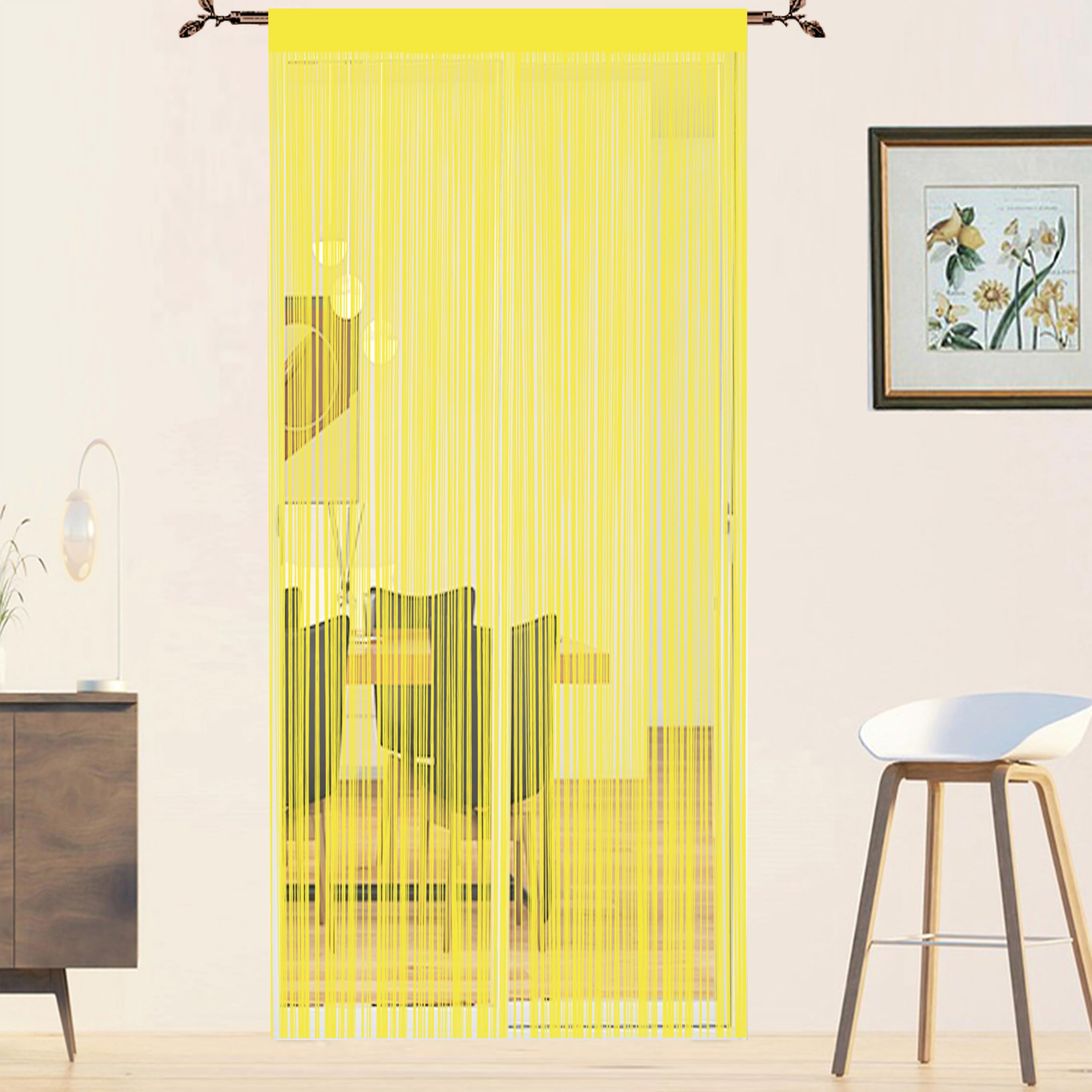Qiboyuye Yellow Fly Screen Curtains For Window String Flies Doors Decorations Room Dividers Doorways Panel Bedroom Living Closet Drapes (, 90X200cm)