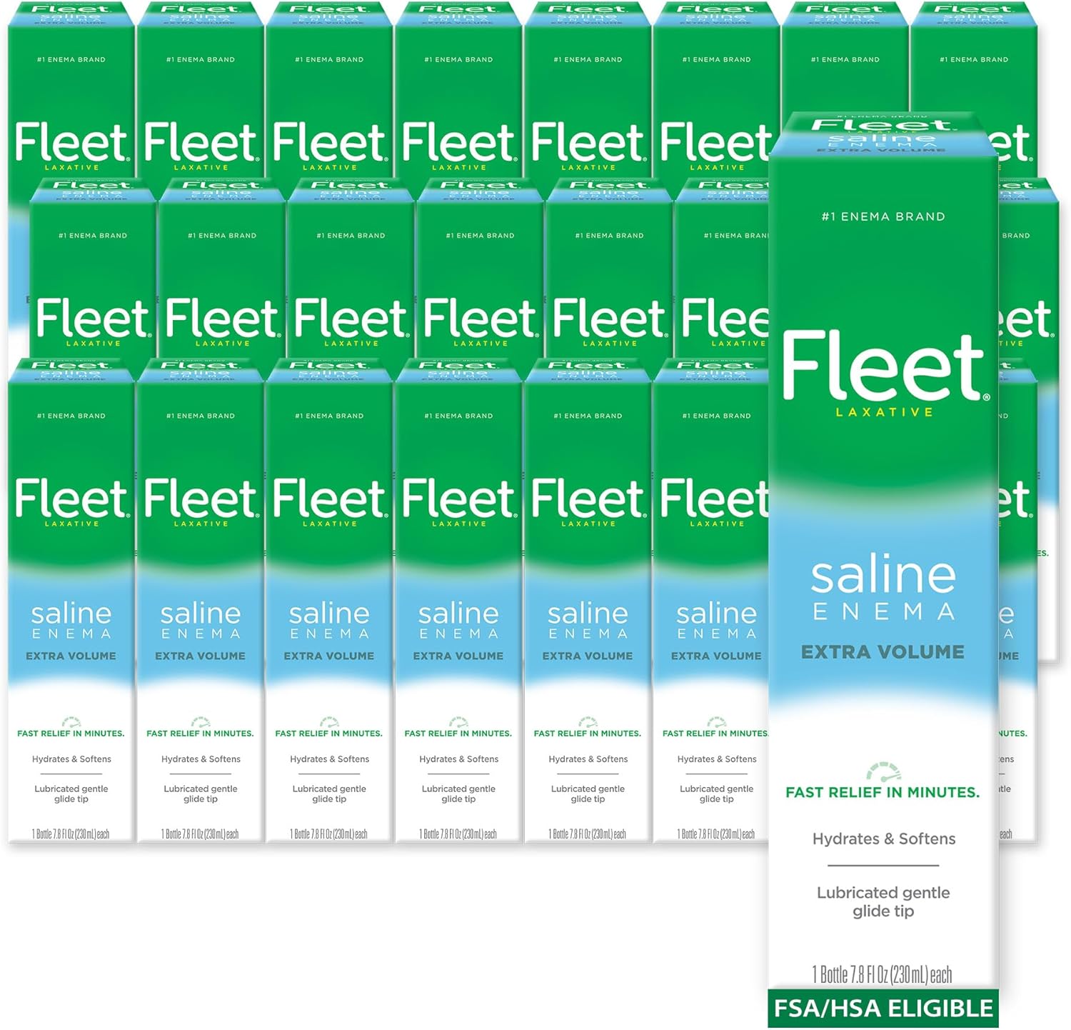 Fleet Laxative Saline Extra Enema for Adult Constipation, 7.8 fl oz, 24 Pack Enema 7.8 Ounce (Pack of 24)