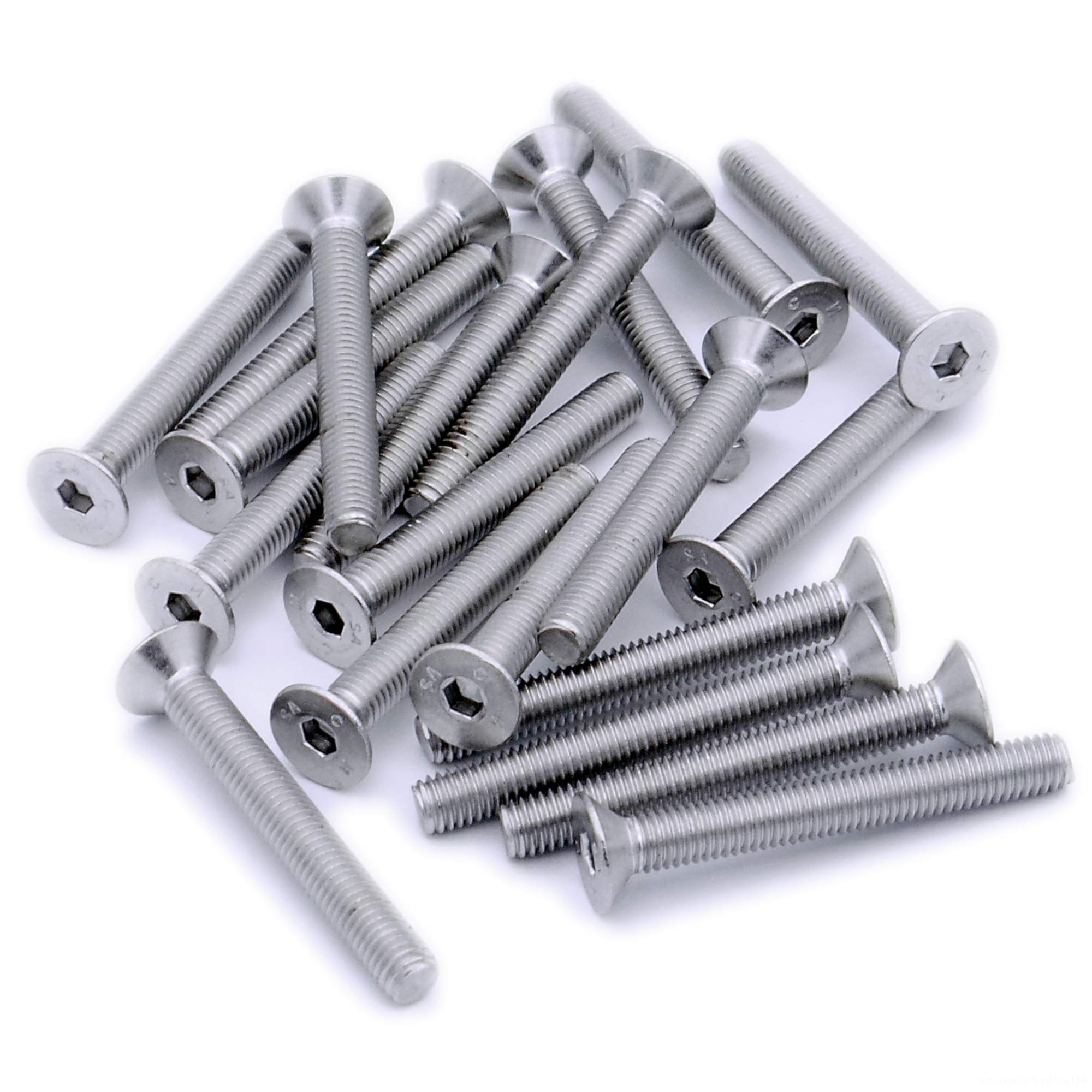 Singularity Supplies Silver M4 (4Mm X 18Mm) Hex Socket Countersunk Machine Screw (Bolt) - Stainless Steel (A2) (Pack Of 20)