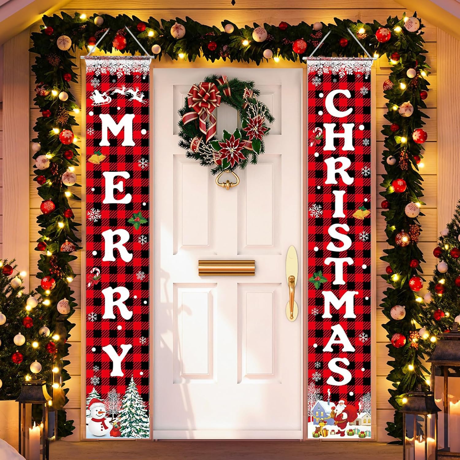 Decoracion Navidad Puerta, Pancarta Navidad, Roja Feliz Navidad Porche Signo, Pancarta Navideña Exterior, Banners Navideños Feliz, Adornos Navidad Puerta Entrada