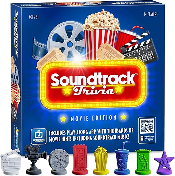 Soundtrack Trivia Movie Trivia Game for Adults | Name The Movie from a 15 Second Music Clip | Board Game for Adults, Kids, Ages 8+, 1 or More Players | Music Game with Companion App