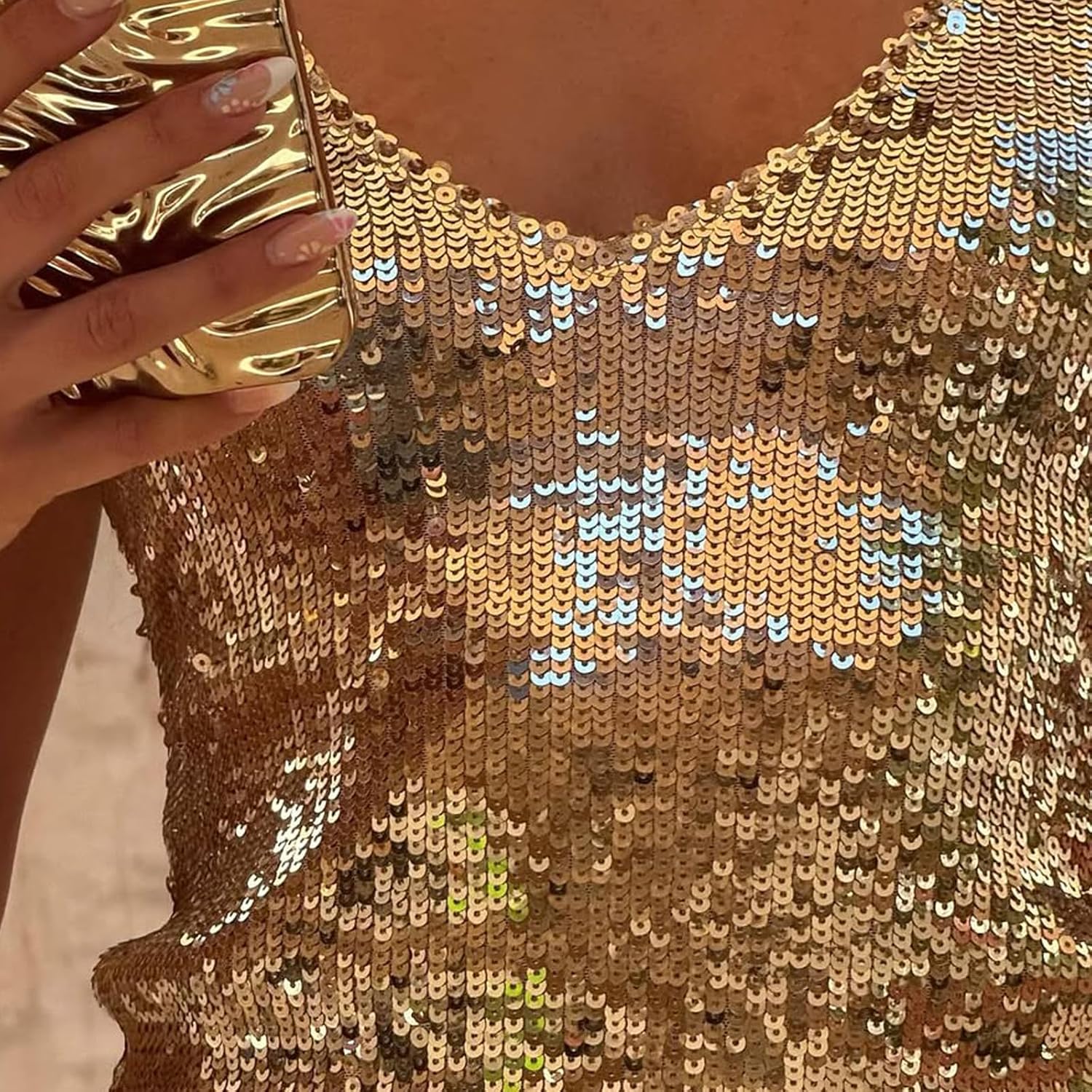 Sequin Tank Tops for Women Sparkle Glitter Sleeveless Party Club Crop Top Sexy Concert Disco Going Out Cami Vest - Image 6