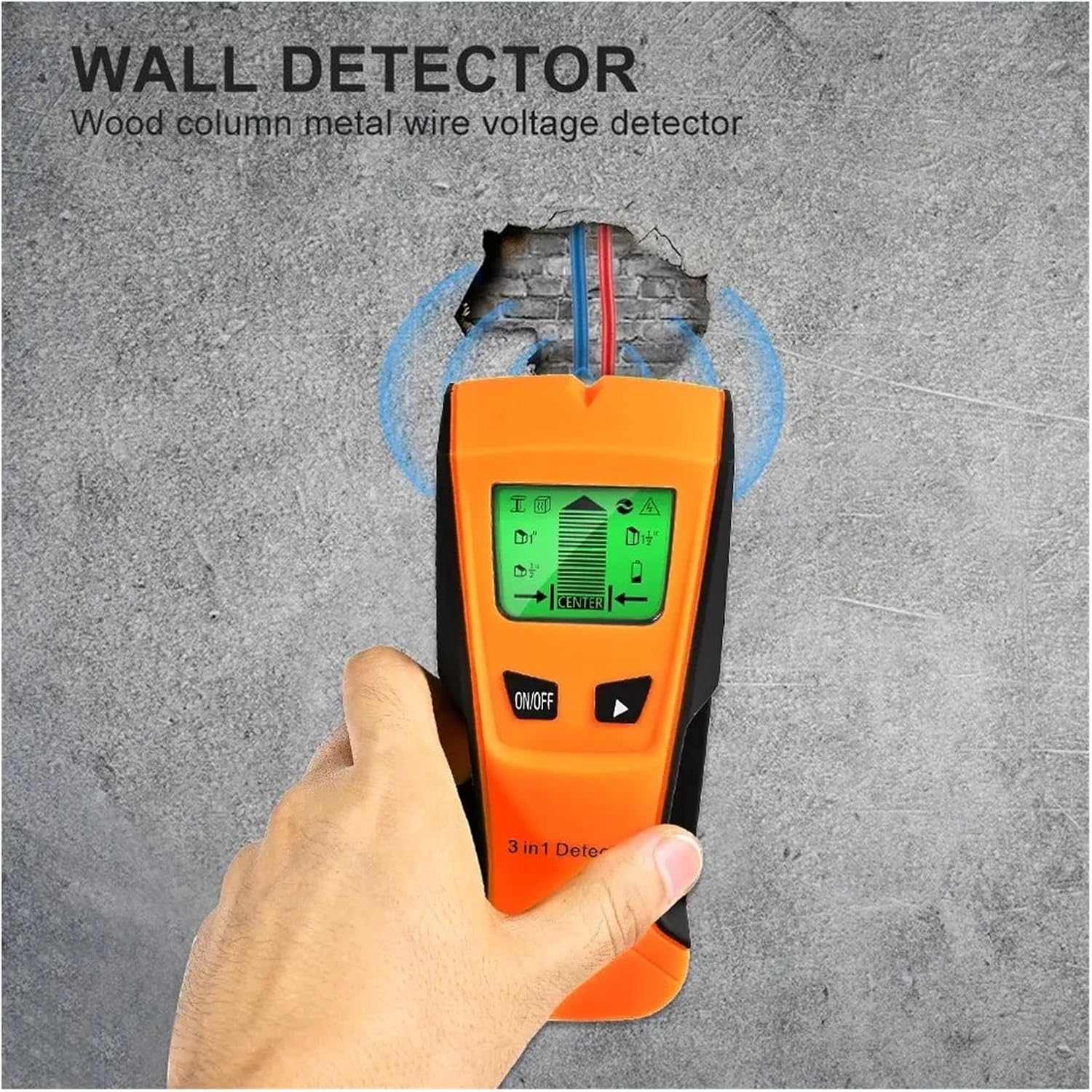 stud finder, Stud Finder Wall Scanner Wall Scanner Pipe Finder Pipe Wire Detector Live Wire Gadgets Detect Wall Electric Box Finder Digital 3 in 1 Sensor Wall Scanner, Orange