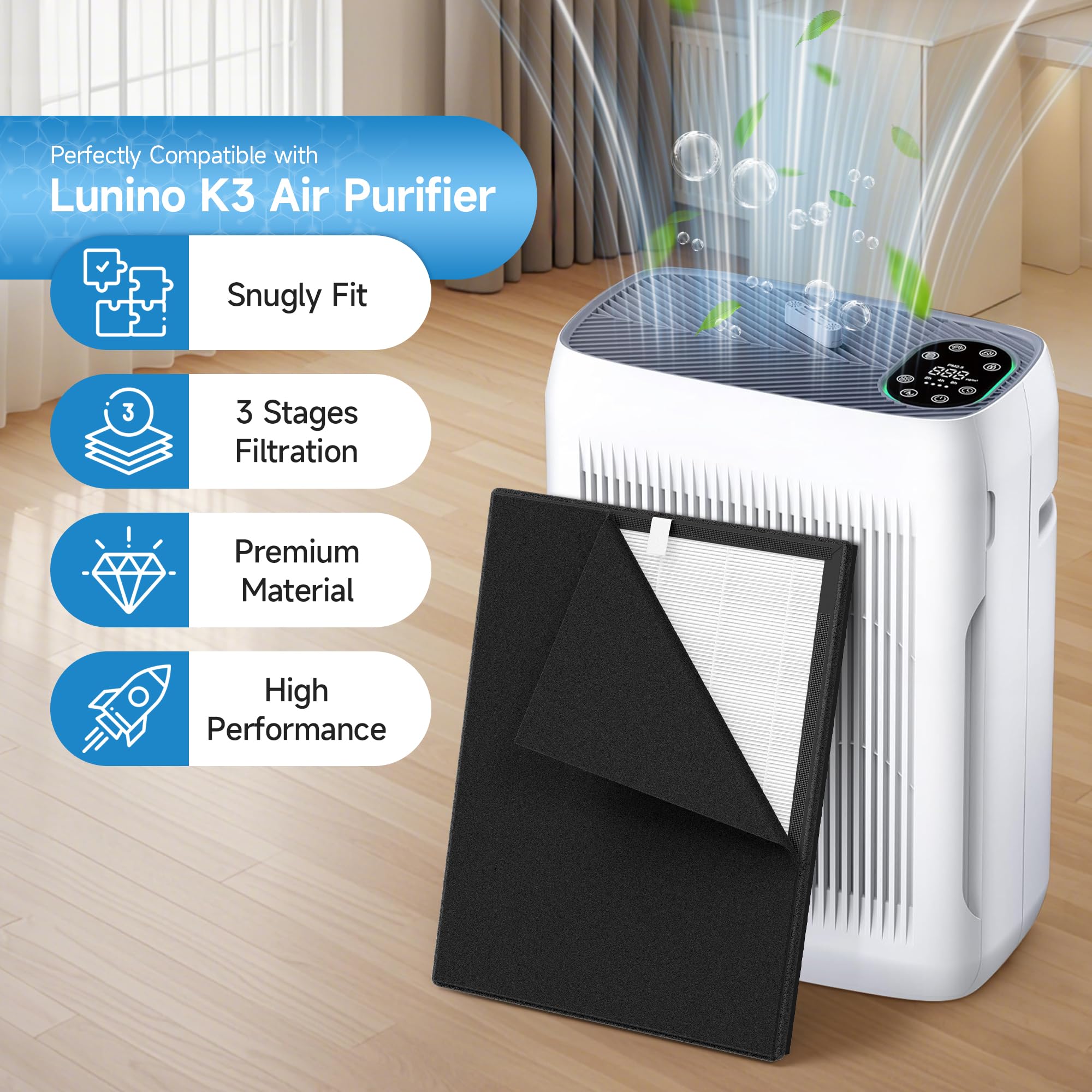 Amazon.co.jp: K3交換用フィルター 4個パック LUNINO K3 Vewior KJ300