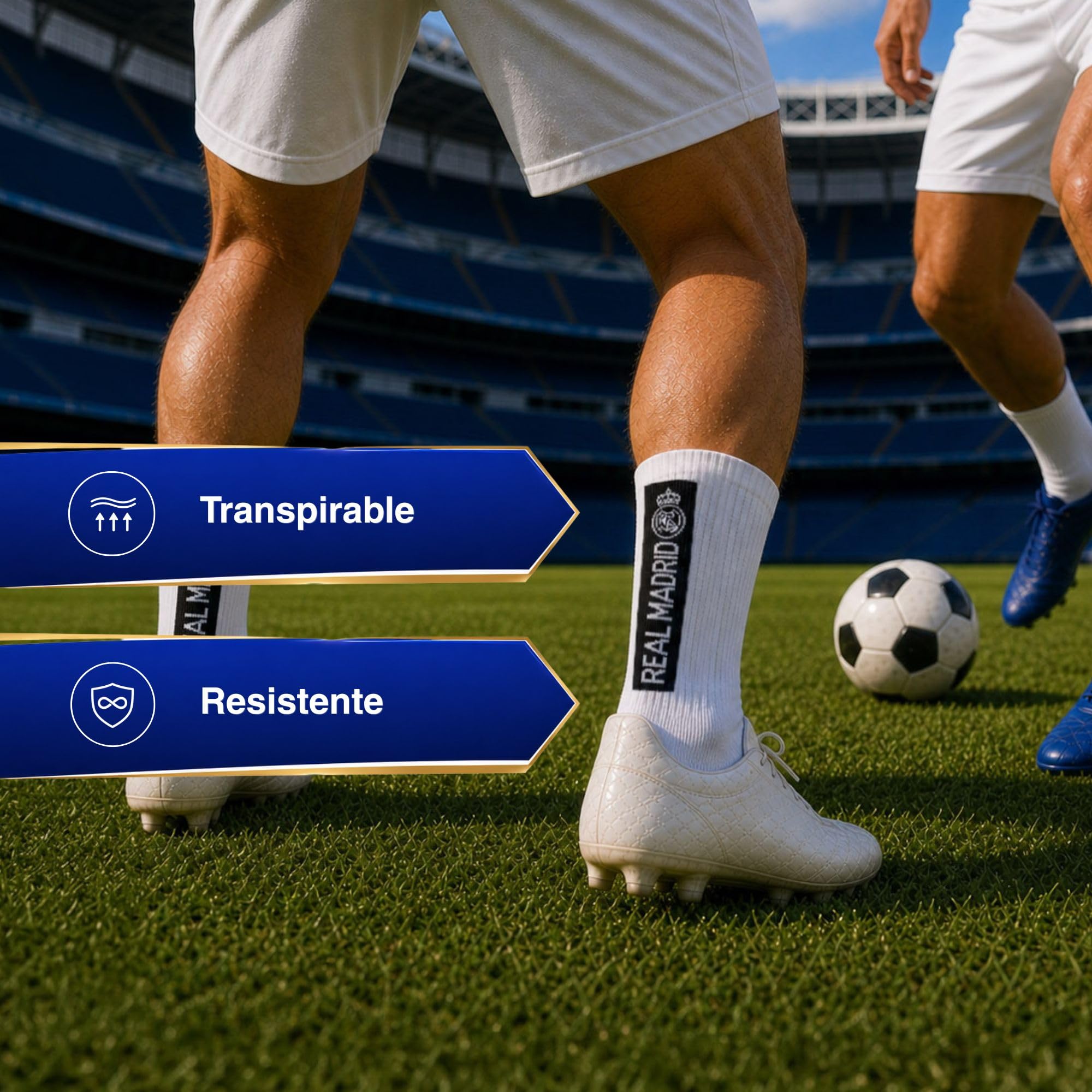 Real Madrid Calcetines Unisex Pack 7 – Producto Oficial con Licencia | Calcetines Deportivos de Algodón Mezcla | Pack Calcetines Hombre y Mujer con Logo Integrado