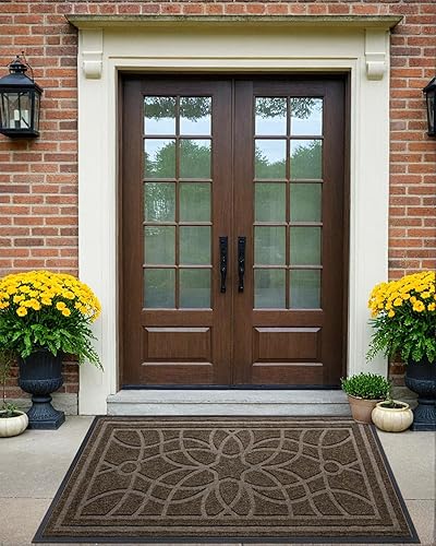 Miniatura 8 de DEXI Tapete para puerta delantera, tapete de bienvenida, antideslizante, de perfil bajo, para entrada, patio, garaje, zonas de alto tráfico, 2 x 3