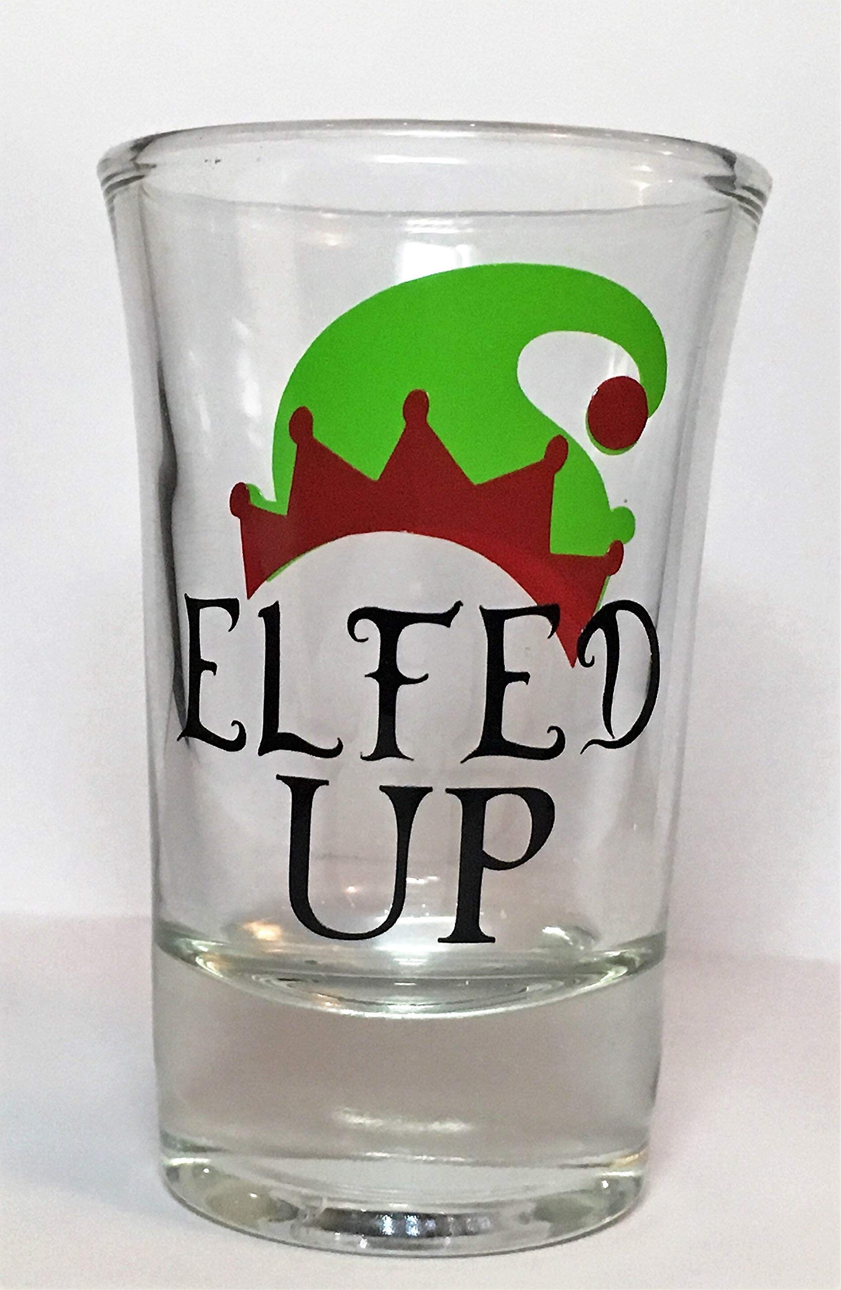 Elfed up shot glass, Christmas shot glass, Christmas gift, Holiday shot glass, Stocking stuffer, Christmas party favor,Elf shot glass