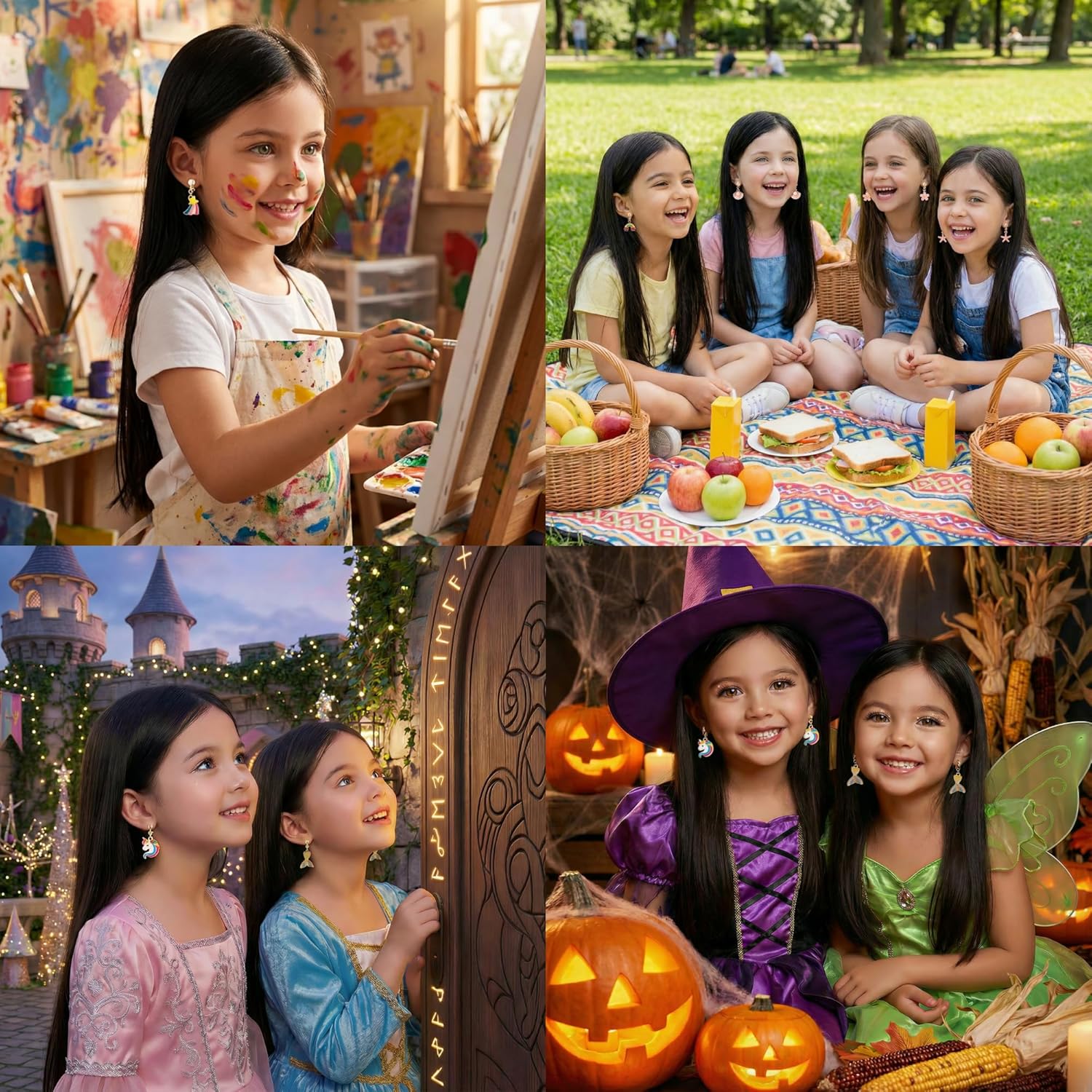 12 Pairs Kids Clip-on Earrings - Cute Unicorn Designs, Non-Pierced Dress Up Alloy Jewelry for 4-12 Year Old Girls Birthday Christmas Valentine's Day Holiday Gifts,Party favors Kids Toys - Image 9