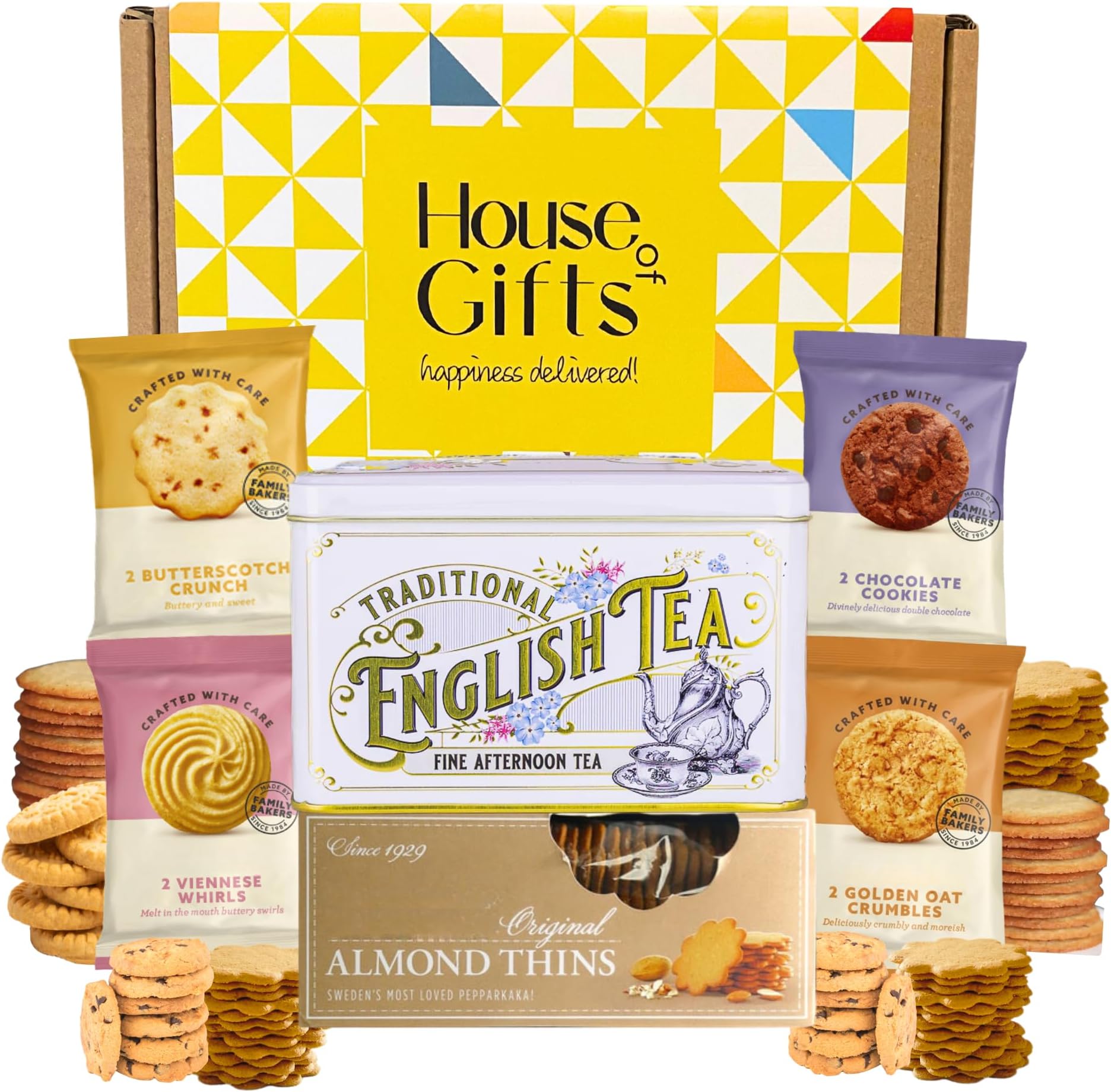 – Biscuits Gift Set Afternoon Tea Hamper Gifts Border Biscuit English Luxury Tin for tea lovers & Biscuit Lovers, Grandparents, Mum, Dad, Birthdays