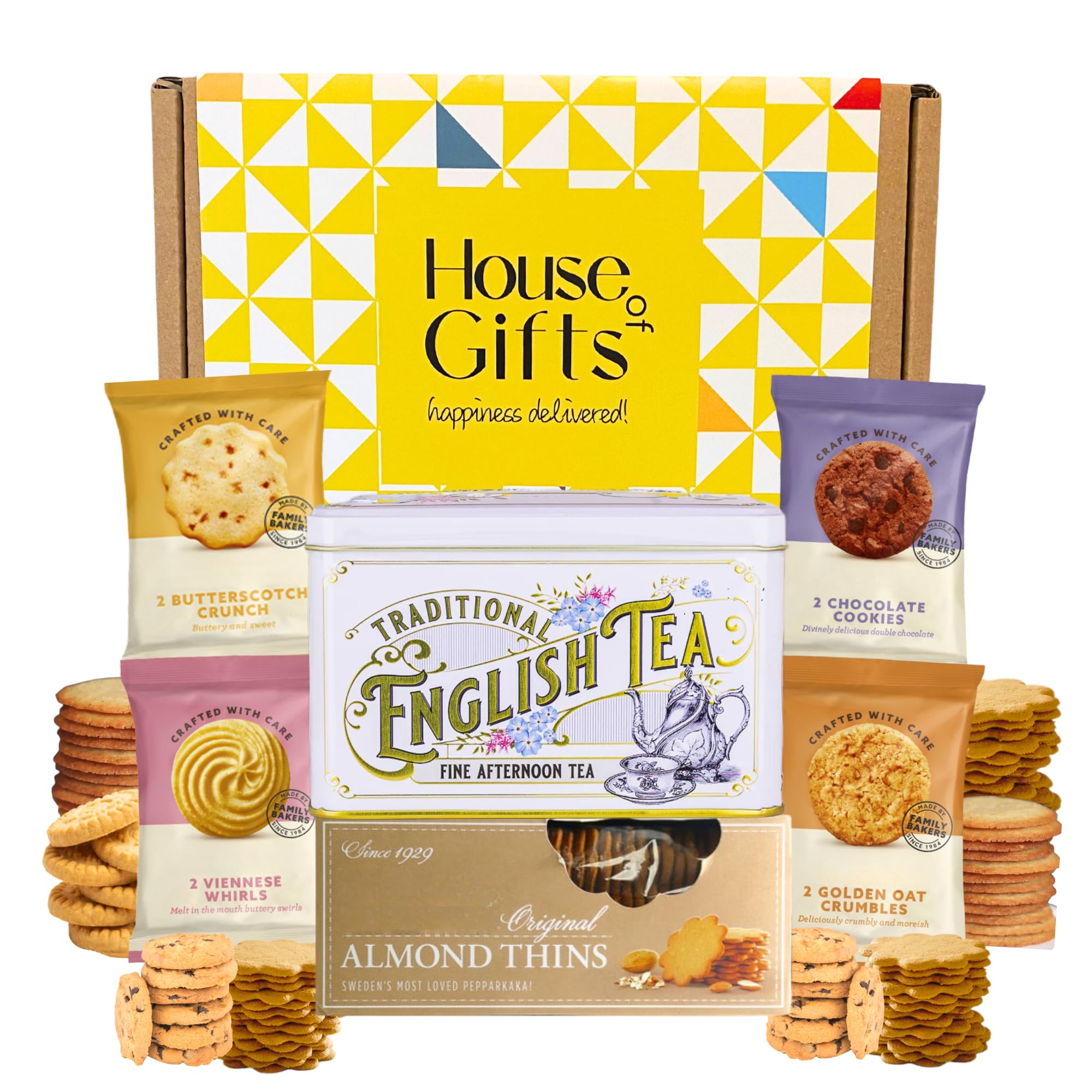 Biscuits Gift Set Afternoon Tea Hamper Gifts Border Biscuit English Luxury Tin for tea lovers & Biscuit Lovers, Grandparents, Mum, Dad, Birthdays