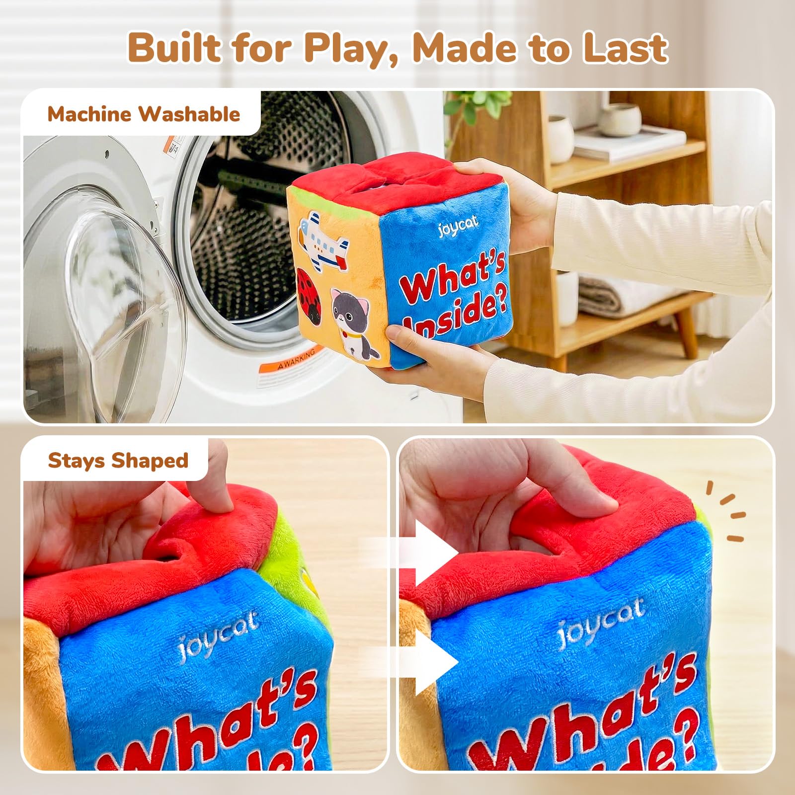 JoyCat Giochi Neonato 6-12 Mesi - Scatola Morbida misteriosa con 10 Pezzi di Giocattoli Sensoriali, Sonaglio, Specchio, Giochi Montessori Sensoriale per Bambini Regalo Bimbo Bimba