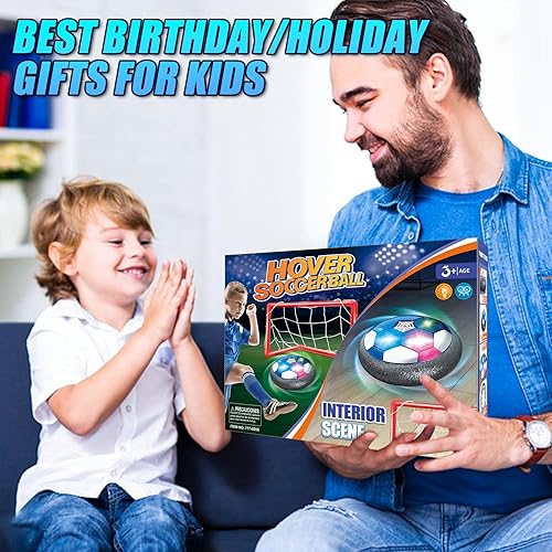 Miniatura 6 de Hover - Juego de balón de fútbol con 2 objetivos, fútbol de potencia aérea LED recargable, juguete flotante para interiores y exteriores, regalos de