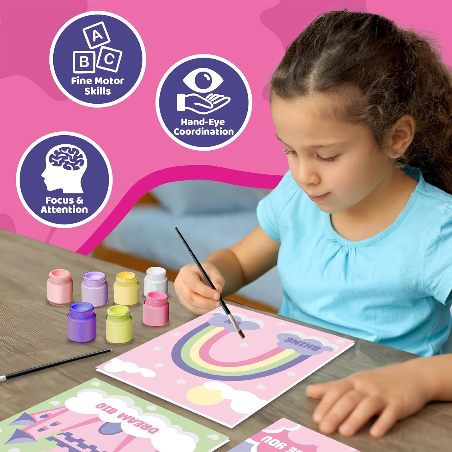 jackinthebox Paint by Number Unicorn – 3 Pack Painting Kit for Kids, DIY Printed Canvas, Easy Paint by Number for Girls & Boys, Great Gift Paint by Numbers for Kids Ages 6 7 8 9.
