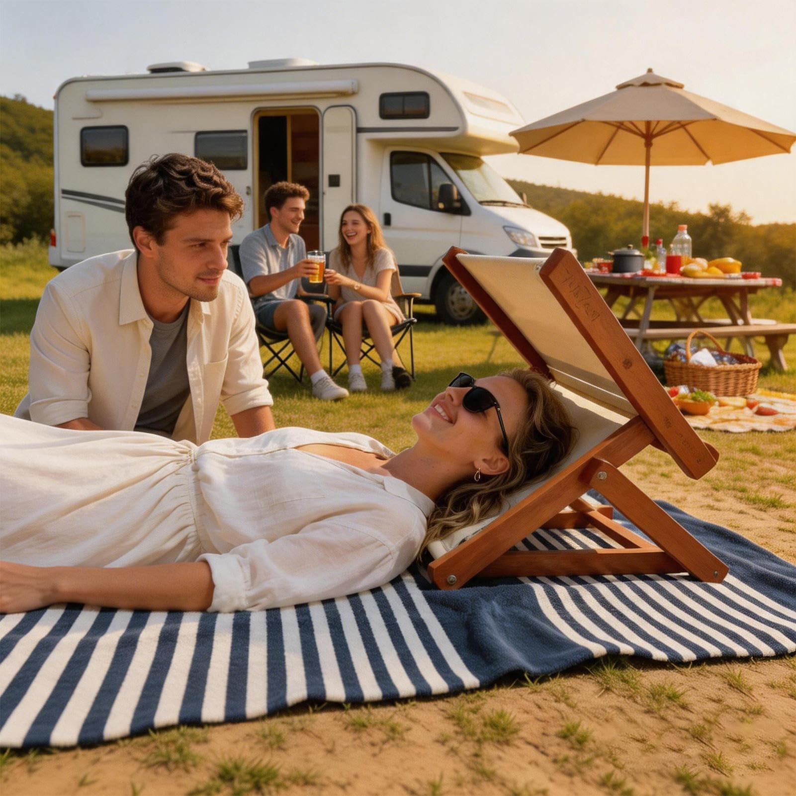 Osłona twarzy na plażę, składane krzesło z drewnianą ramą, z elastyczną poduszką, osłona przeciwsłoneczna z głową plażową, do opalania ciała, na zewnątrz, basen, park, ogród, mężczyźni, kobiety, pani