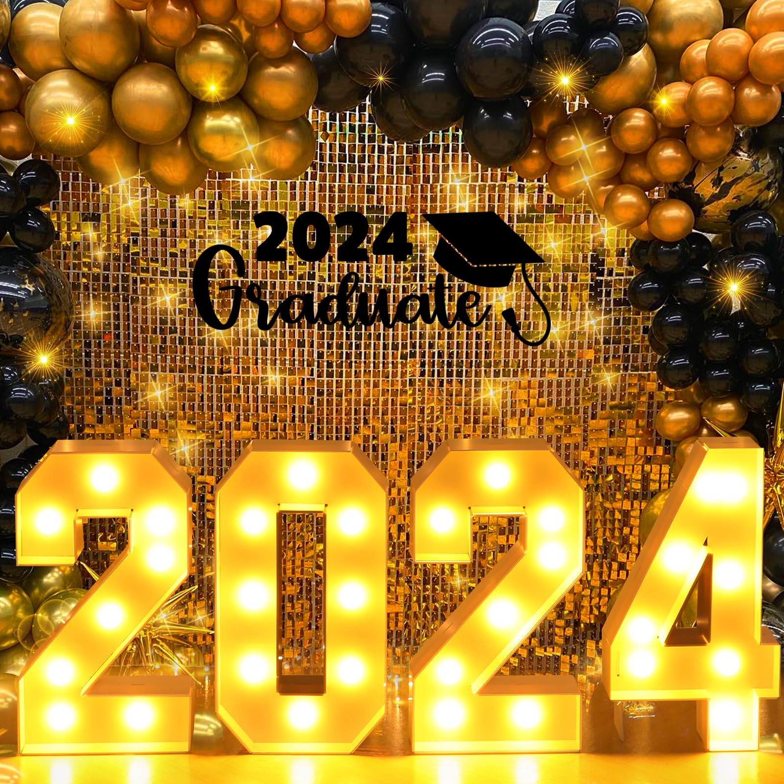 Graduation Decorations Class of 2024-2FT LED Marquee Light Up Letters 2024, 2024 Graduation Party Decorations for Kindergarten Preschool High School College Party Supplies (White)
