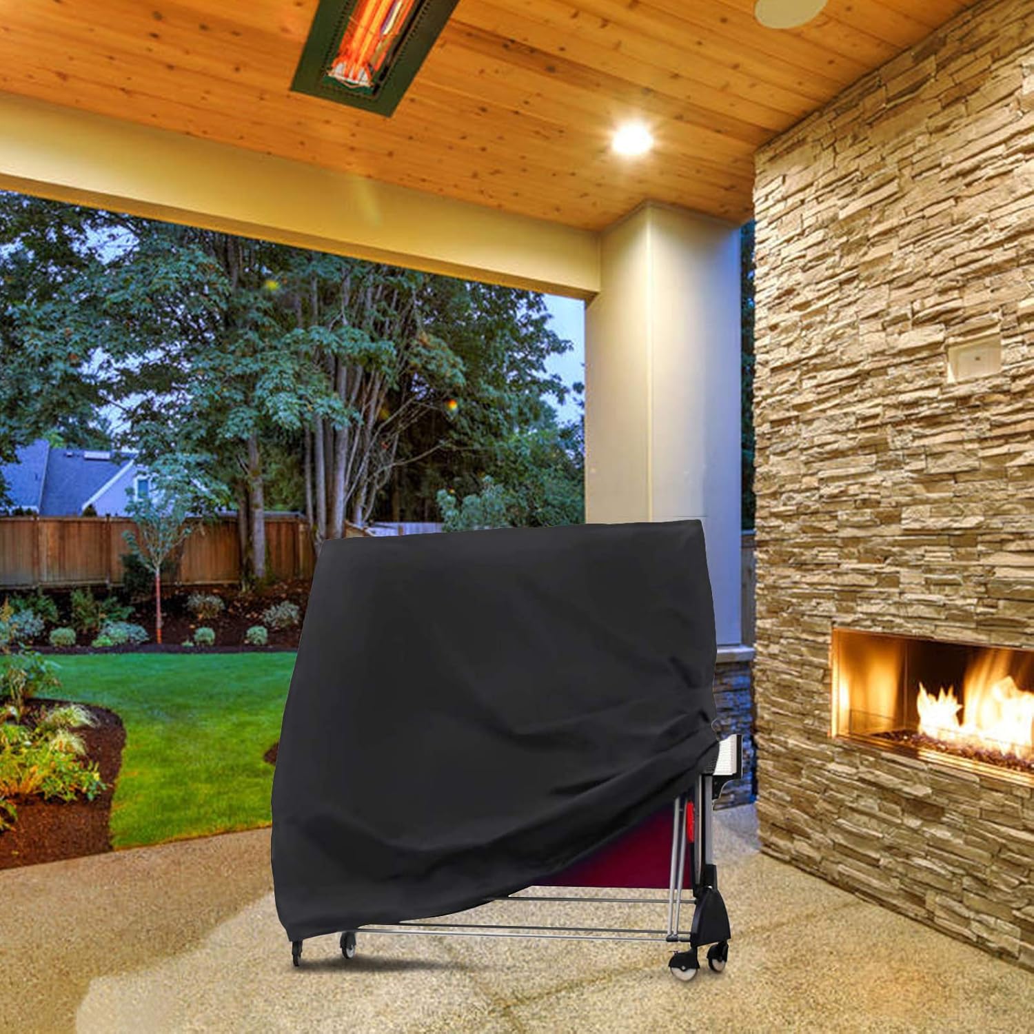 Table Tennis Cover, Outdoor Waterproof Ping Pong Table Dustproof Cover Patio Protective Cover 72.8 x 65 x 27.5 in Black: Kitchen & Dining