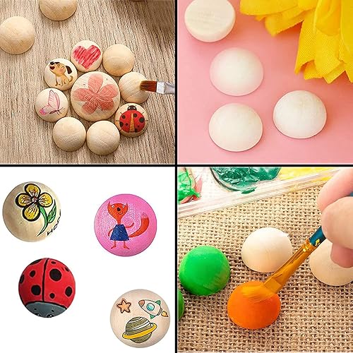 Miniatura 2 de 100 bolas de madera de media bola de 1 pulgada de diámetro, sin terminar, natural, mini bolas de madera divididas para proyectos de bricolaje,