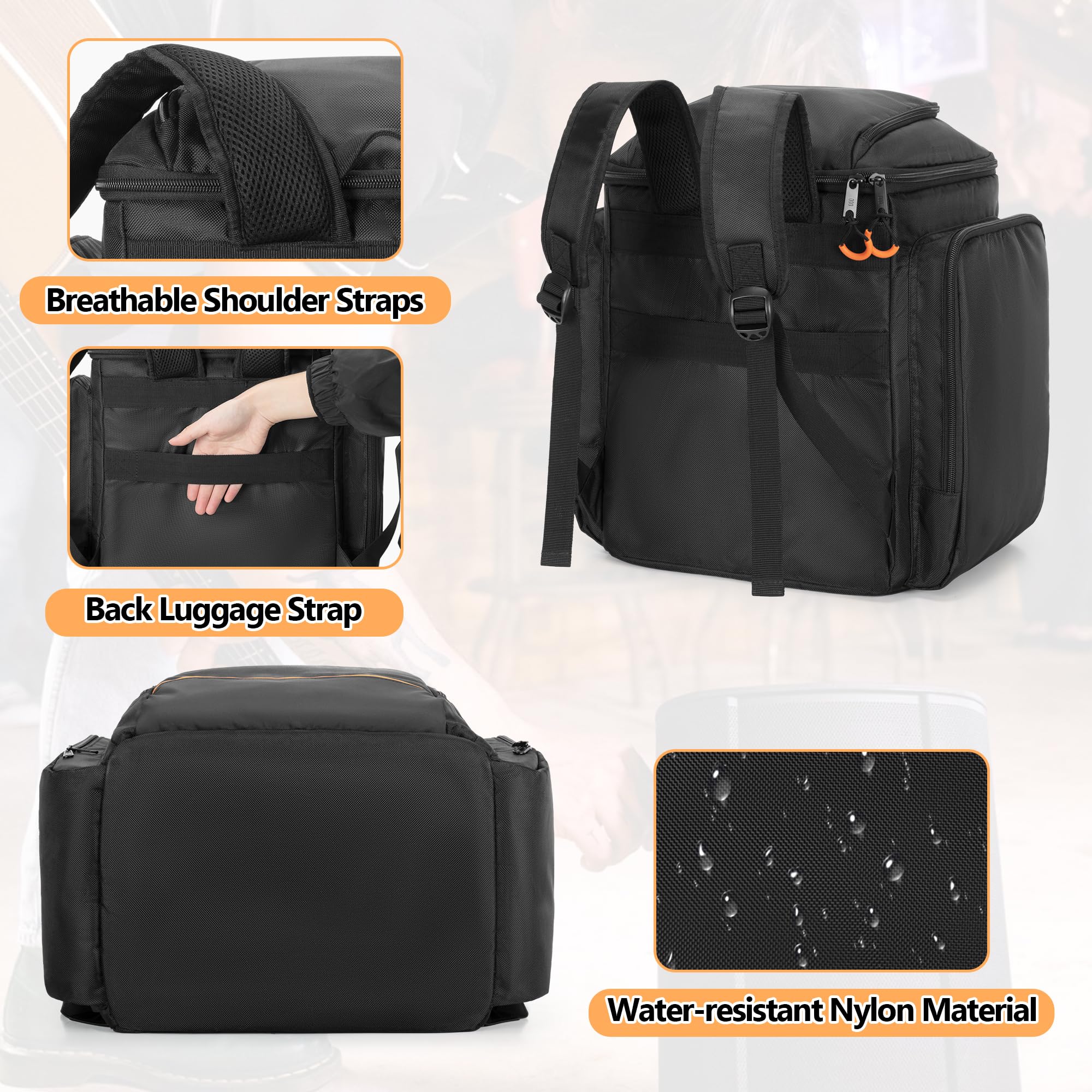 CURMIO Reisetragetasche Kompatibel mit Bose S1 Pro+, Bluetooth-Lautsprecher-Rucksack mit Schultergurten und Zubehörtaschen für Mikrofon, Ladegerät, Kabel, Schwarz