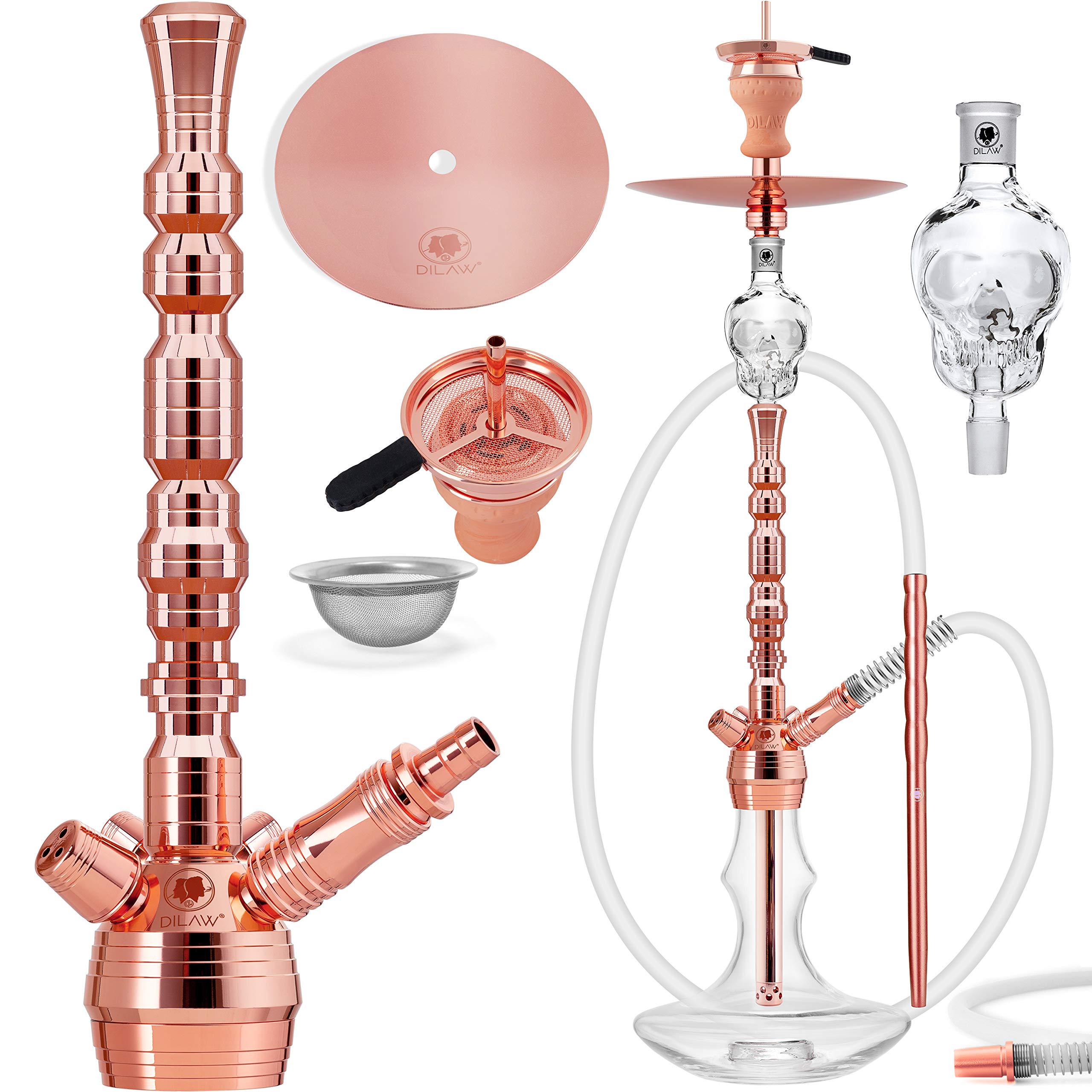 DILAW® Rubin Shisha Edelstahl Copper Black V2A 93cm Hookah Big 