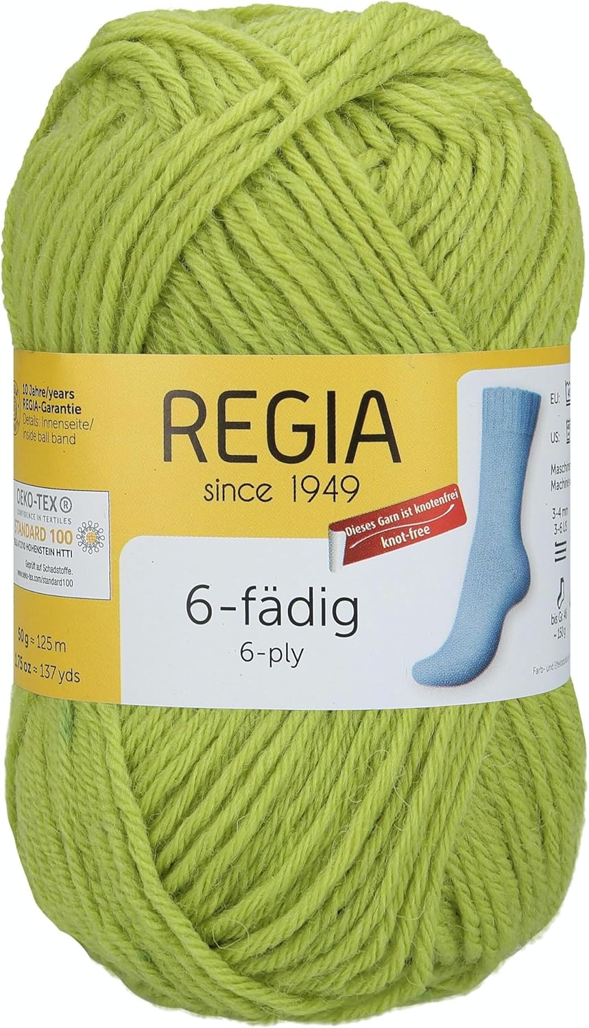 REGIA 6-Fdig Uni 50g Lime Sock Yarn