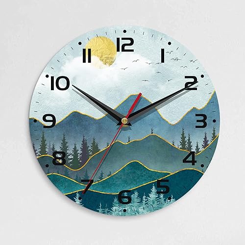 Reloj de pared, 10 pulgadas, silencioso, sin tictac, decoración de cocina para el hogar, funciona con pilas, para baño, dormitorio, sala de estar,