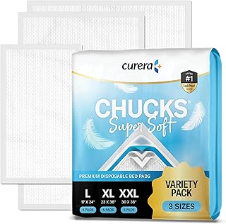 Chucks Super Soft Variety Pack - 3 Sizes - 15 Disposable Underpads - The Right Size for Every Need - (17X24", 23X36", 30X36") - Sample Our Range of Sizes or Pack Them for Your Trip