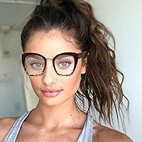 Vista 3 de Lentes transparentes de gran tamaño para mujer, con marco cuadrado, sin receta, antirreflejos, bloqueo de luz azul, gafas de lectura