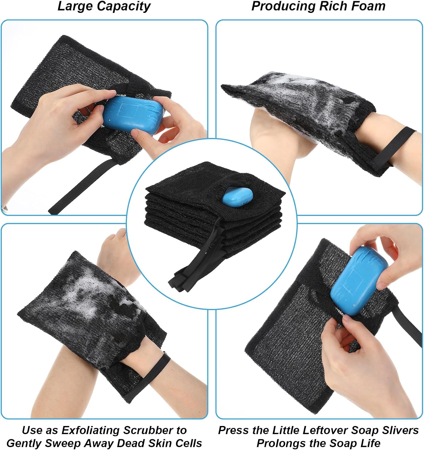 6 Pack Bar Soap Bag, Exfoliating Soap Bag image 3