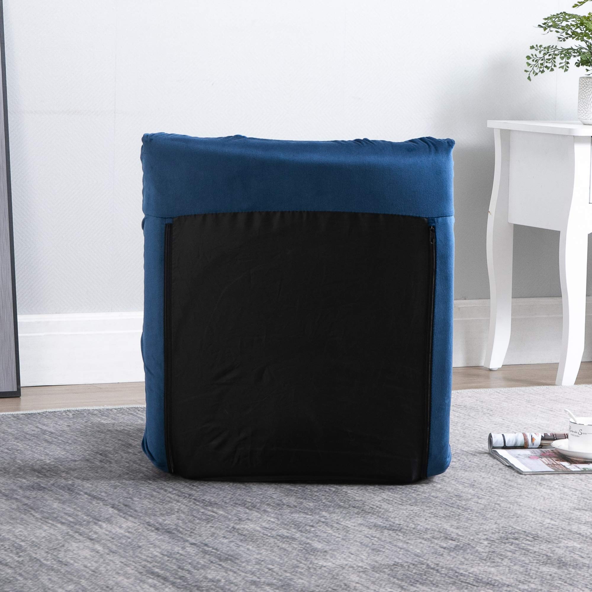 HOMCOM Fauteuil Convertible Grand Confort Inclinaison 90°-180° Bleu Roi | Fauteuil Paresseux, Dossier Multipositions, Flanelle Polyester Capitonné