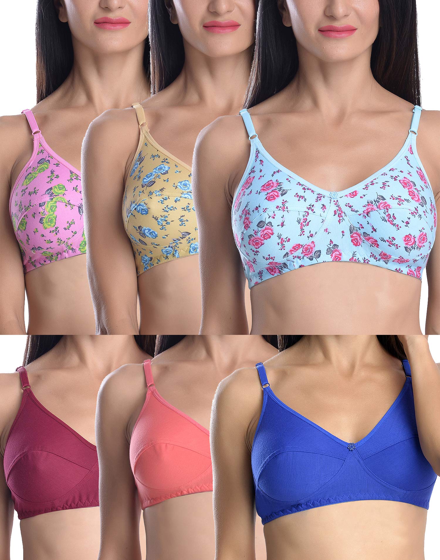 StyFunCotton 6 Bras Set for WomenCombo Pack 6 Bras Set for Women with Sexy and BreathableUndergarments Lingerie Set for Women for Sexy HoneymoonMulticolour