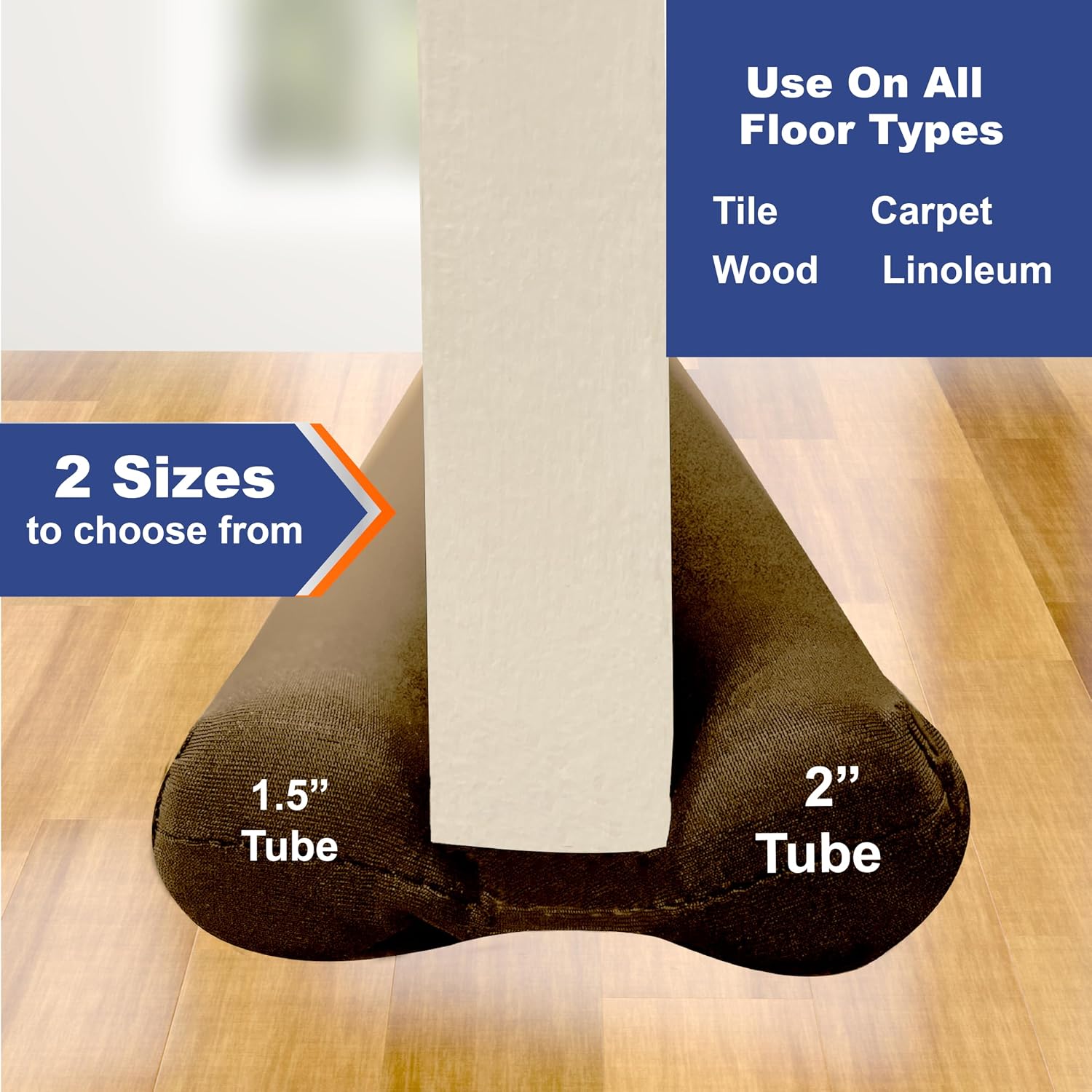 Twin Draft Guard Hug N Fit, Original Dual Draft Stopper Instantly Blocks Air from Entering, Water Repellent, Fits 28”-36” Length with 1.5” Energy Saver Tube