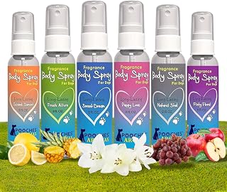 PoochesAromas Natural Dog Cologne Spray - Long-Lasting Deodorizing Grooming Mist for Dogs & Puppies, 6 Signature Scents Pack