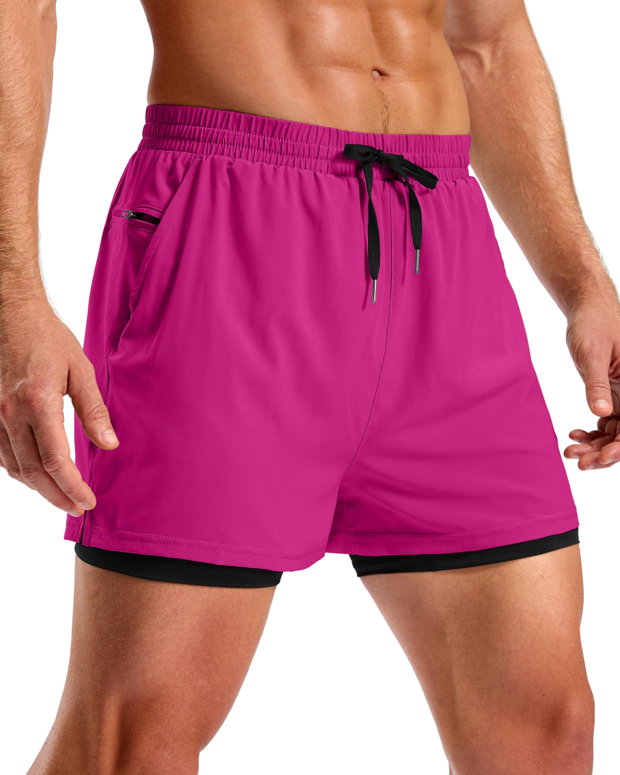 Pudolla Men's 2 in 1 Workout Running Shorts 5