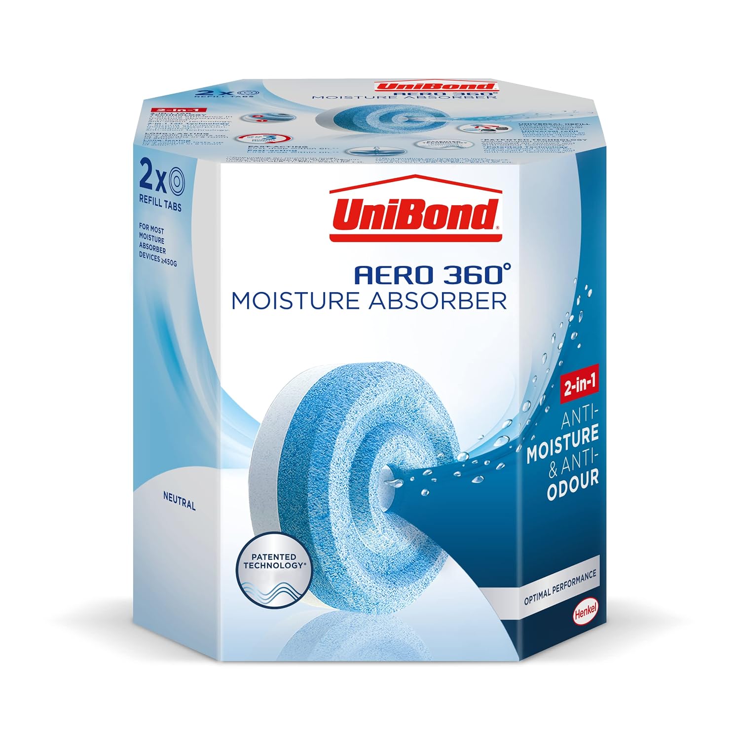 UniBond AERO 360° Refill (Neutral Fragrance), Aromatherapy, Ultra-Absorbent and Odour-Neutralising, for AERO 360° Dehumidifier, Condensation Absorbers, Twin Pack (2 x 450g), device not included 4 81gPiI0LELL. SL1500