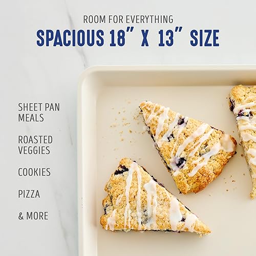 Miniatura 5 de GreenLife - Bandeja para hornear de 18" x 13" media para galletas, antiadherente de cerámica saludable libre de PFAS no tóxica, apta para horno