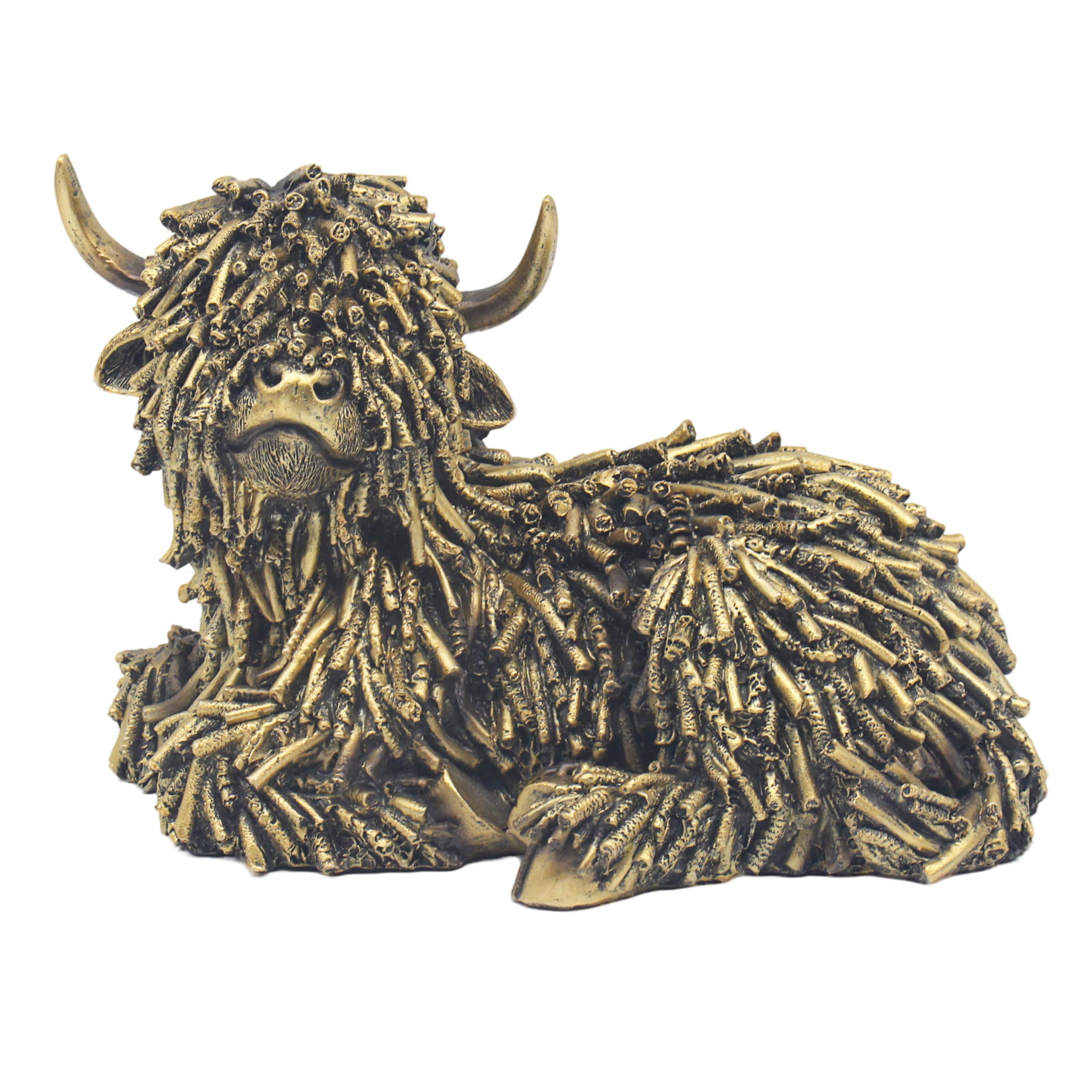 Highland Cow Figurine Rustic Ornament Resting Detailed Display Housewarming Gift