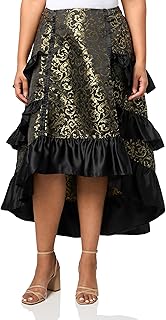 Womens Daisy Corsets Gold/Black Brocade Adjustable High Low Bustle Skirt